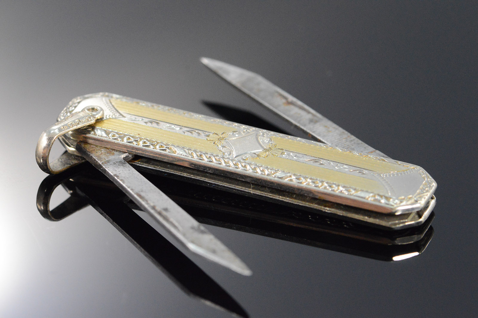 Gold Filled Bates Engraved Pocket Knife Yellow Accent Watch Fob Pendant BELOW Wholesale Cost