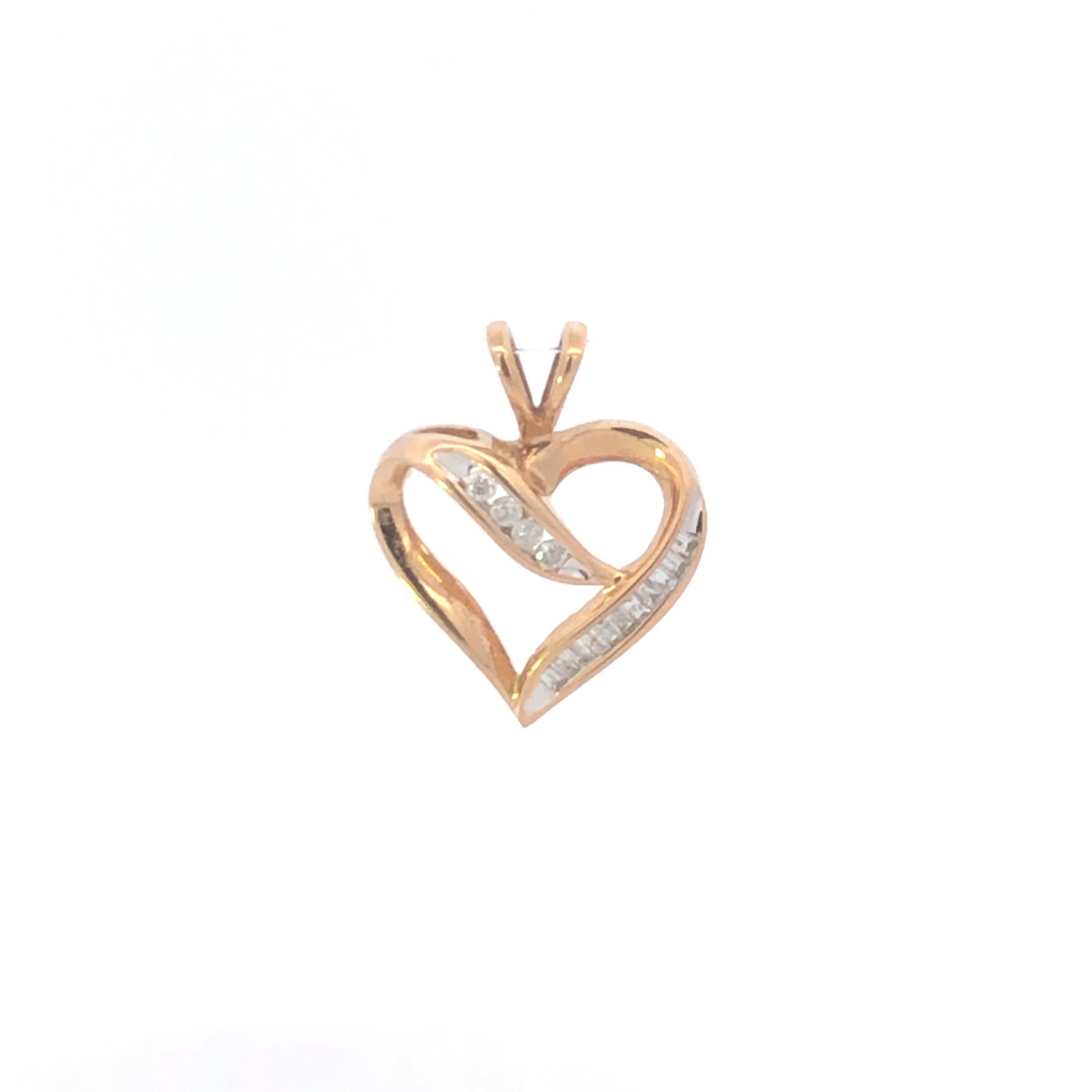 10K 0.15 Ctw Diamond Curvy Heart Vintage Love Yellow Gold Pendant