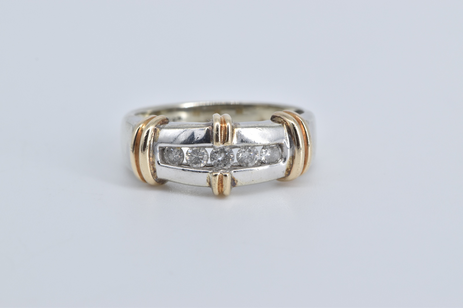 10K 0.35 Ctw Natural Diamond Wedding Band White Gold Ring, Size 8.5