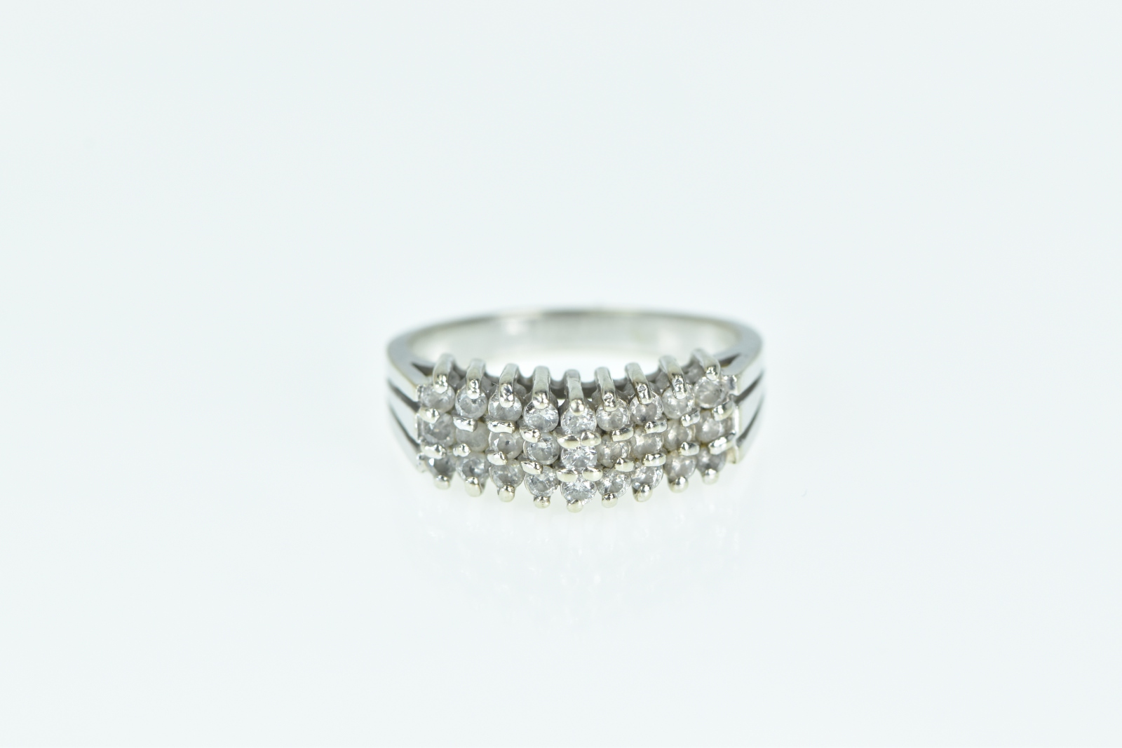 10K 0.54 Ctw Diamond Squared Vintage Cluster White Gold Ring, Size 6