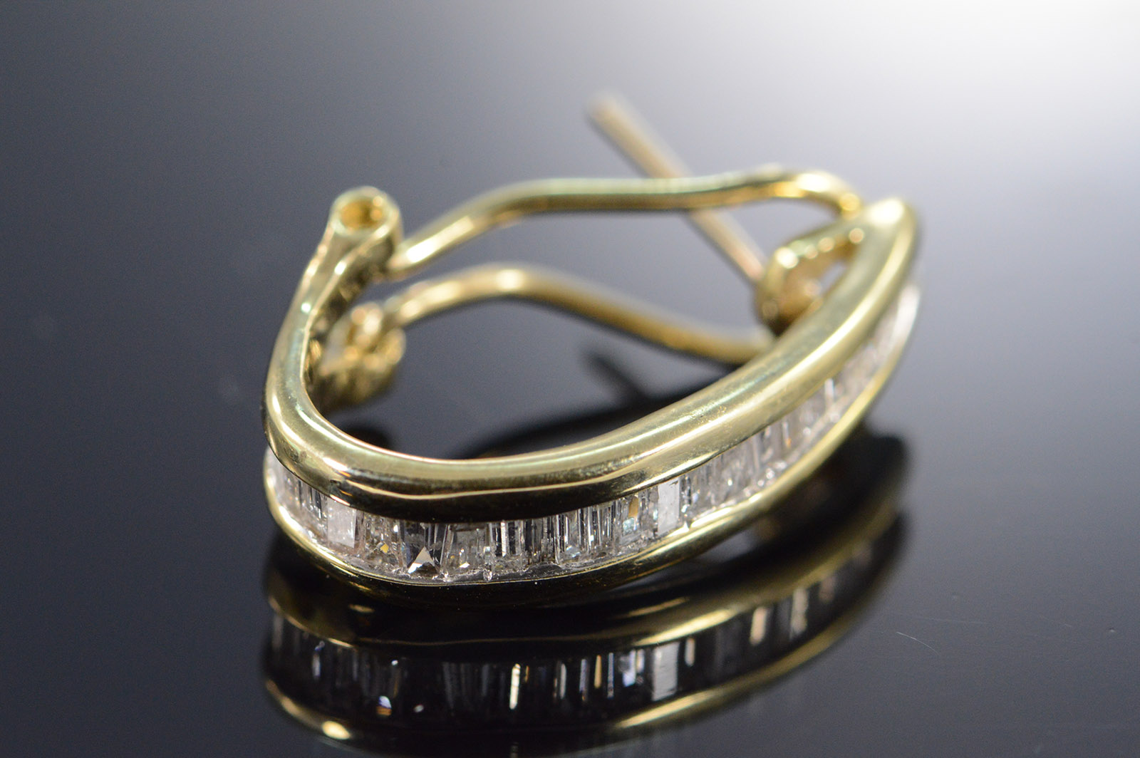 10k 0 75 Ctw Baguette Diamond French Clip Yellow Gold Earrings Image 1 Of 4 Free Shipping 10k 0 75 Ctw Baguette Diamond French Clip Yellow Gold Earrings