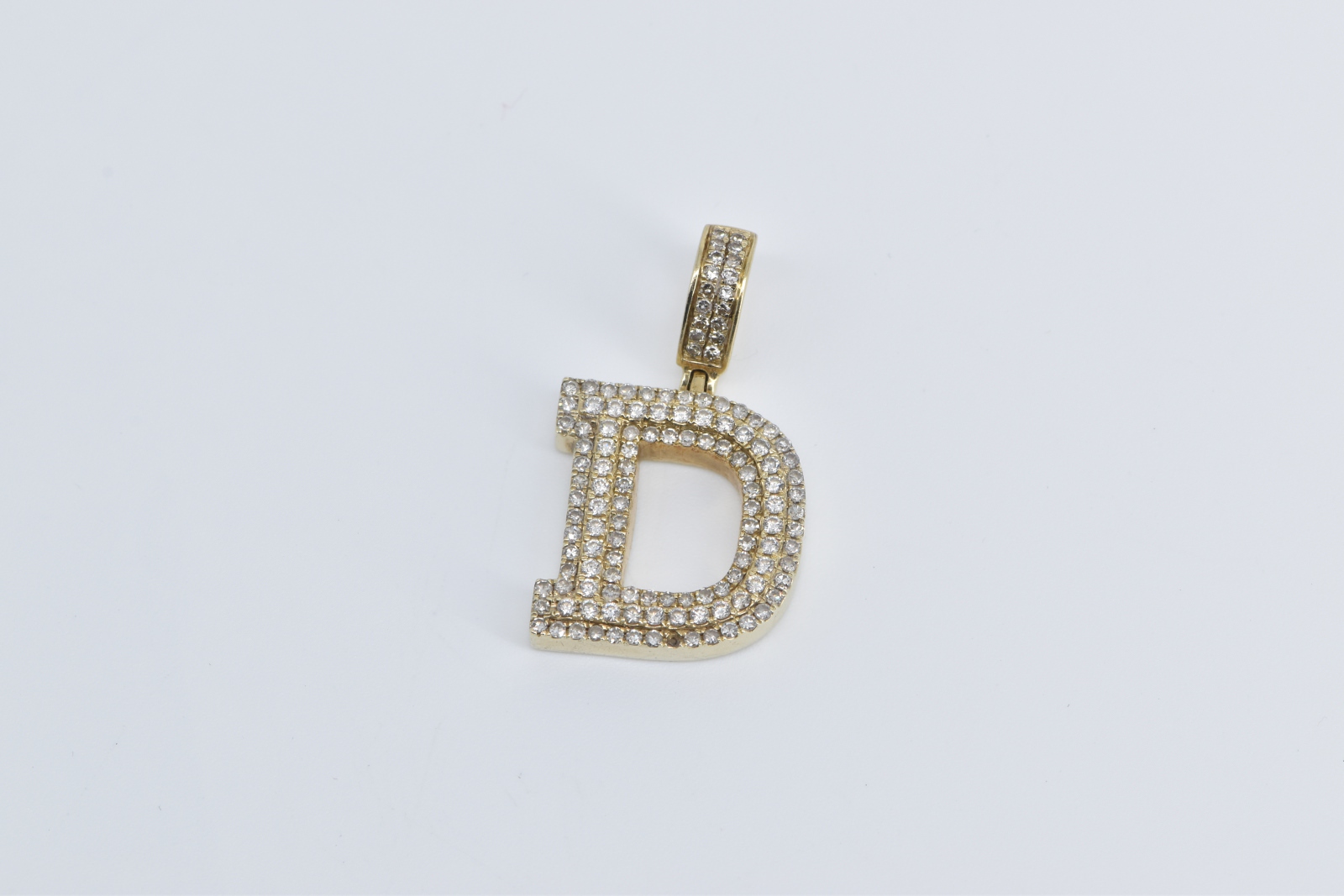 10K 0.75 Ctw D Diamond Encrusted Monogram Initial Yellow Gold Pendant