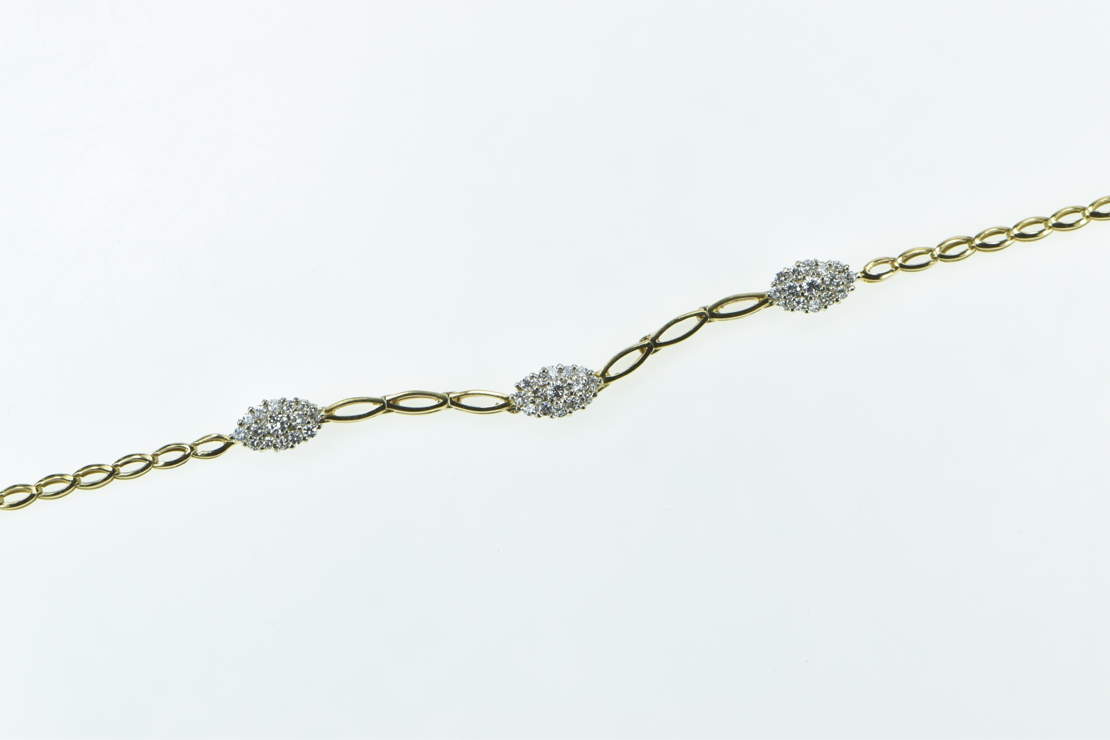 10K 0.92 Ctw Diamond Oval Cluster Vintage Chain Yellow Gold Necklace 16.25"