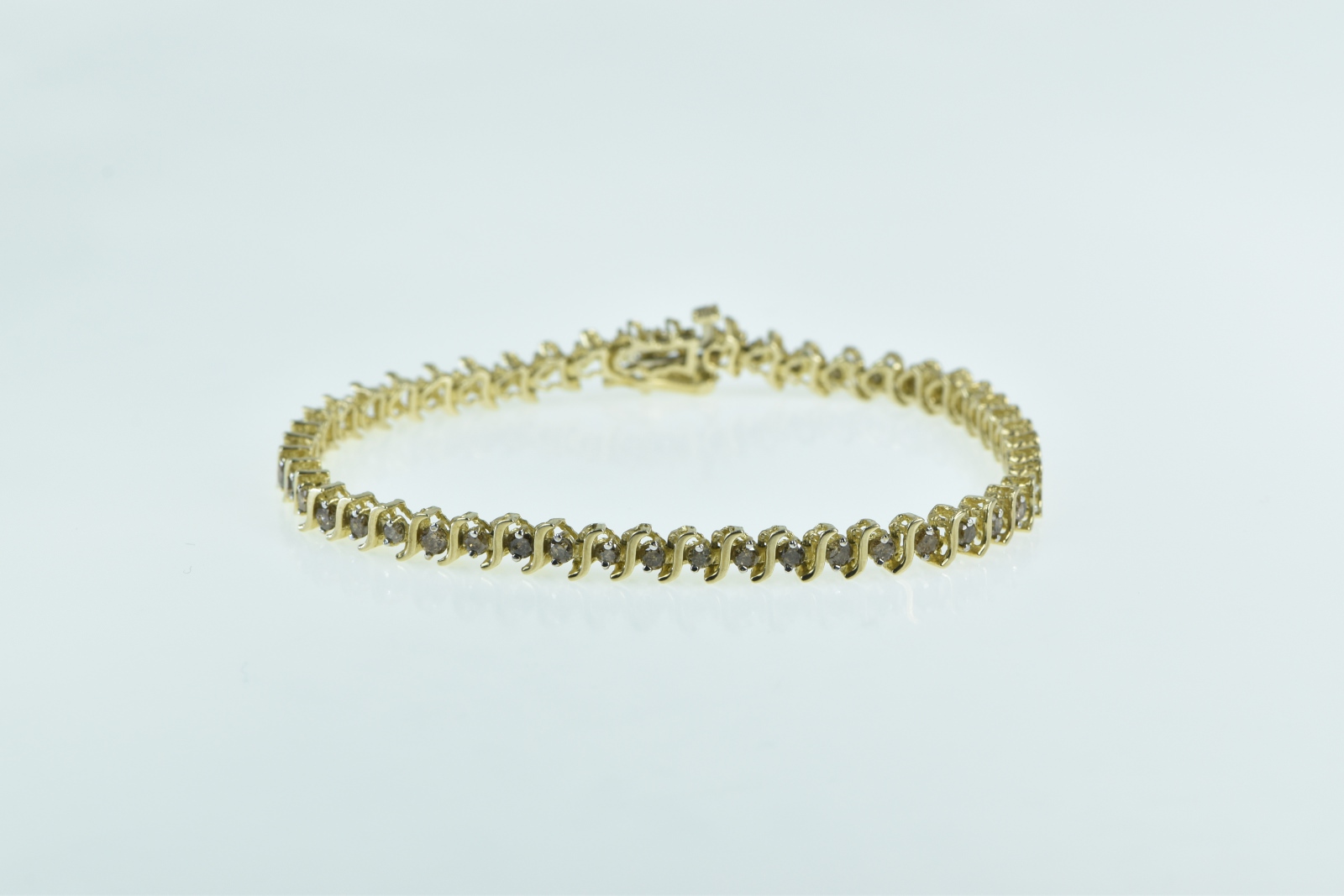 10K 1.00 Ctw Diamond Classic Vintage Tennis Yellow Gold Bracelet 7"