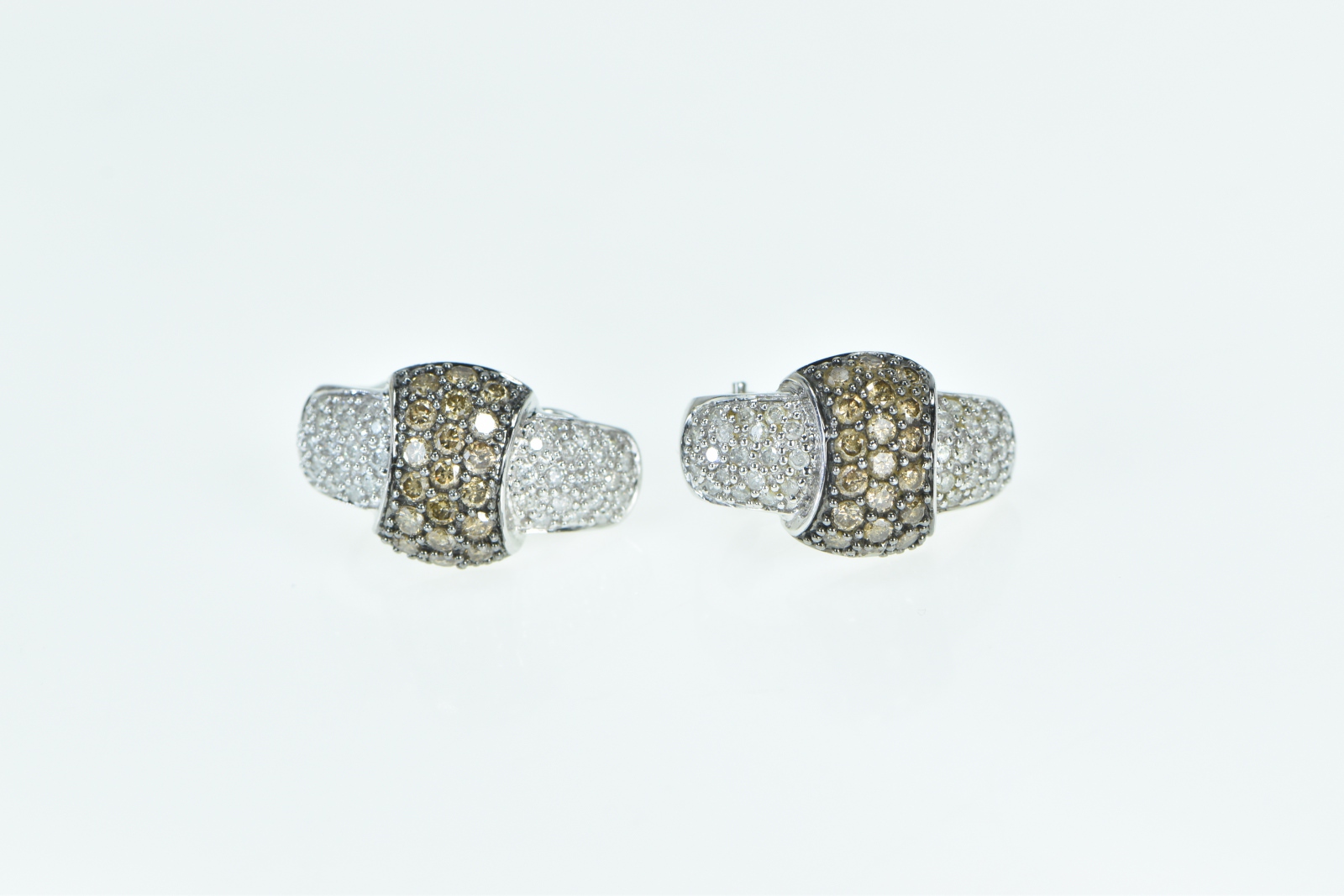 10K 1.67 Ctw White & Fancy Diamond French Clip White Gold Earrings