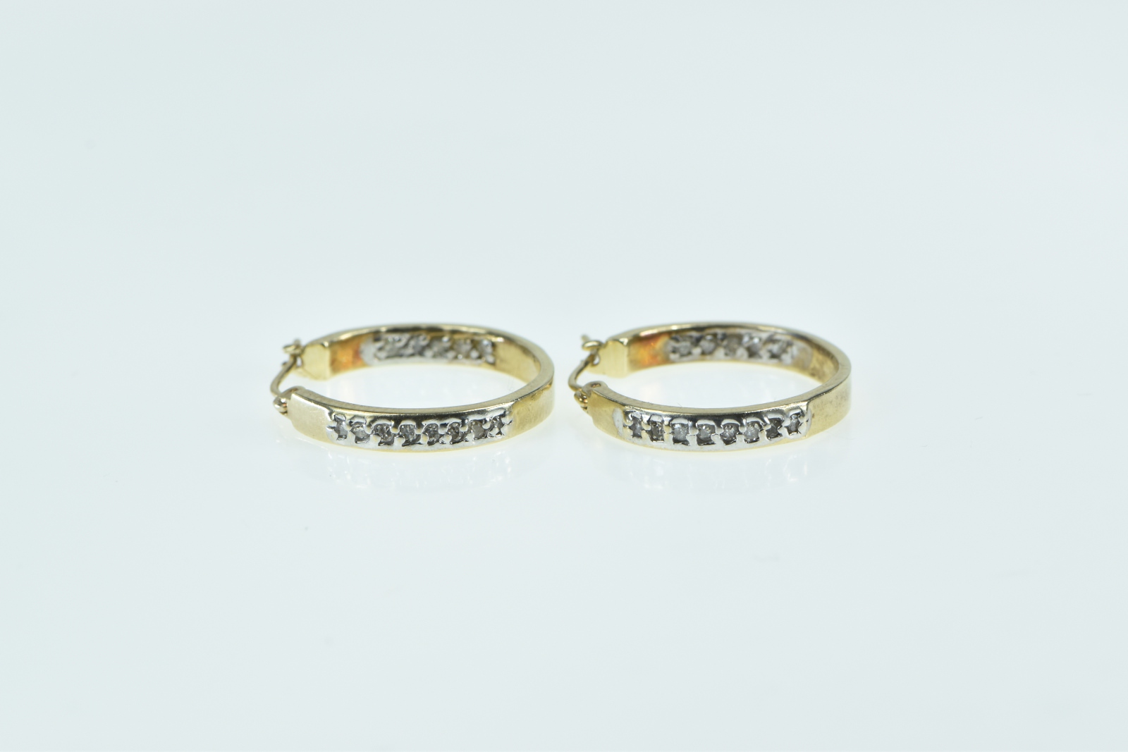 10K 19.6mm Diamond Vintage Statement Hoop Yellow Gold Earrings