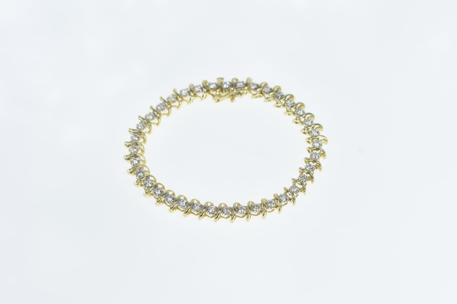 10K 2.88 Ctw Diamond Vintage Classic Tennis Yellow Gold Bracelet 7.5"