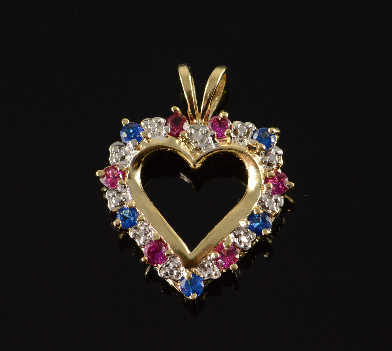 10k 3 1g 0 61 Ctw Imitation Sapphire Ruby Diamond American Flag