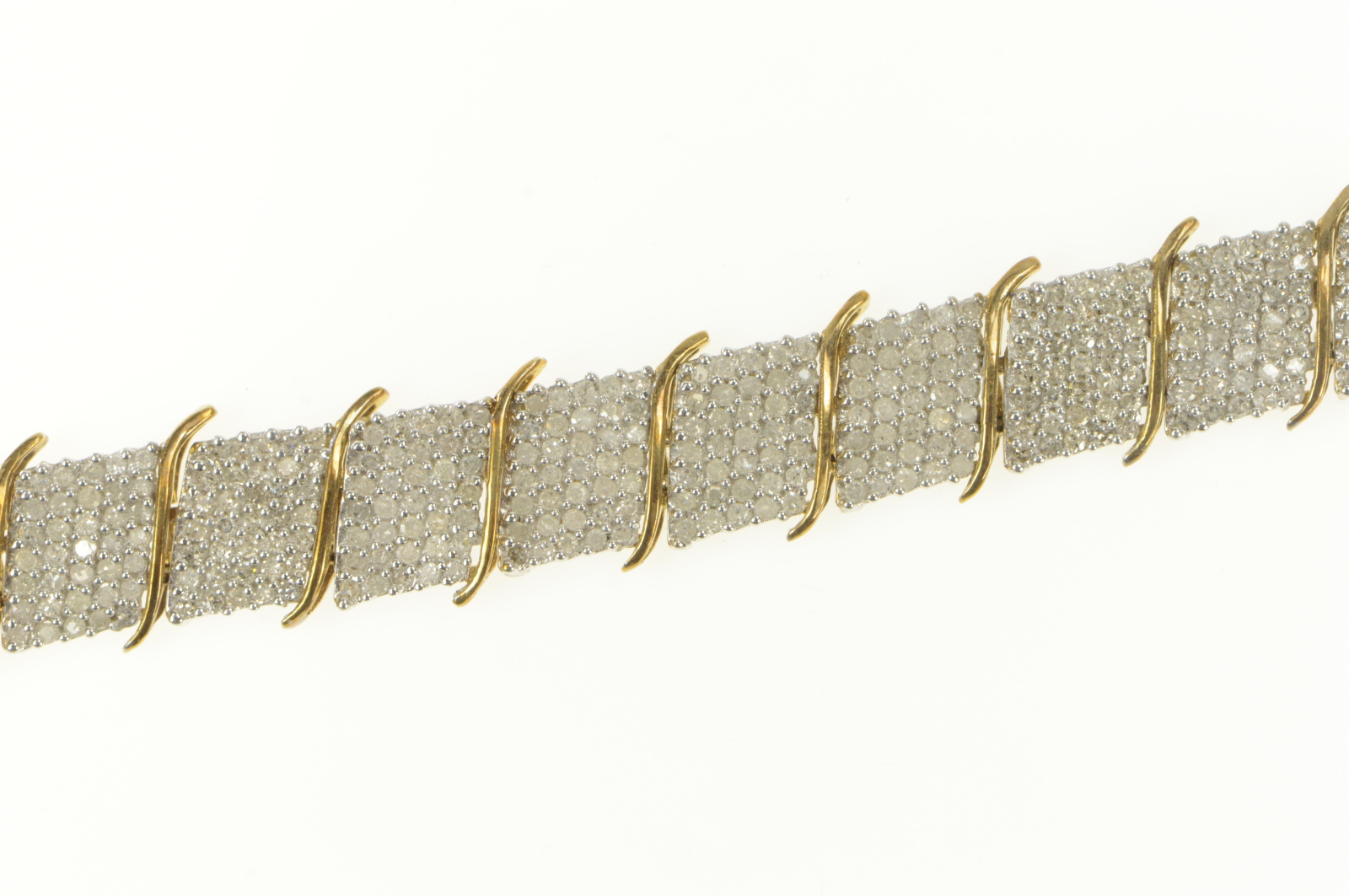 10K 5.00 Ctw Pave Diamond Encrusted Wide Tennis Yellow Gold Bracelet 7.25"