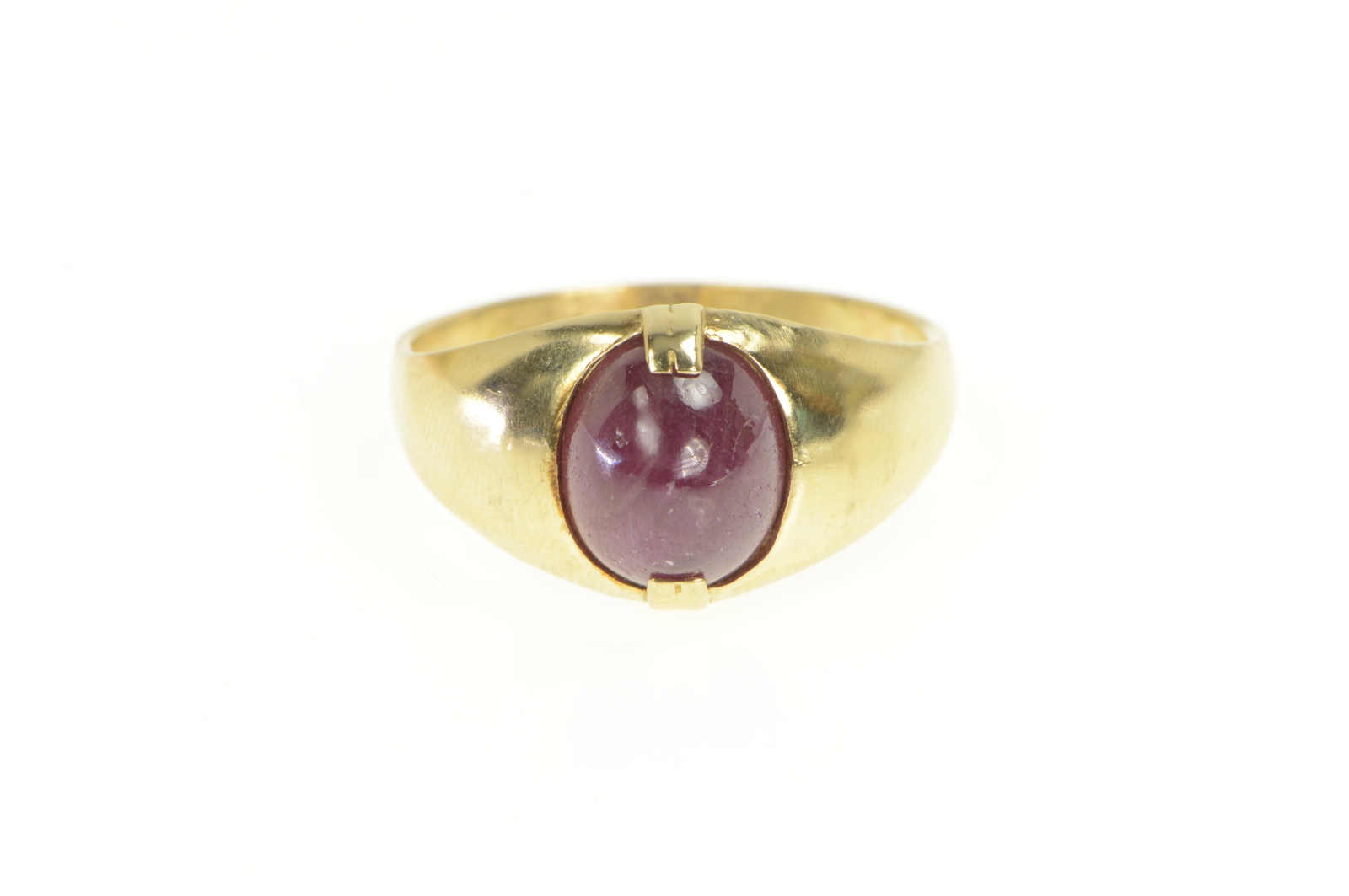 10K 7.60 Ct Natural Ruby Cabochon 1960's Men's Yellow Gold Ring, Size 15.25