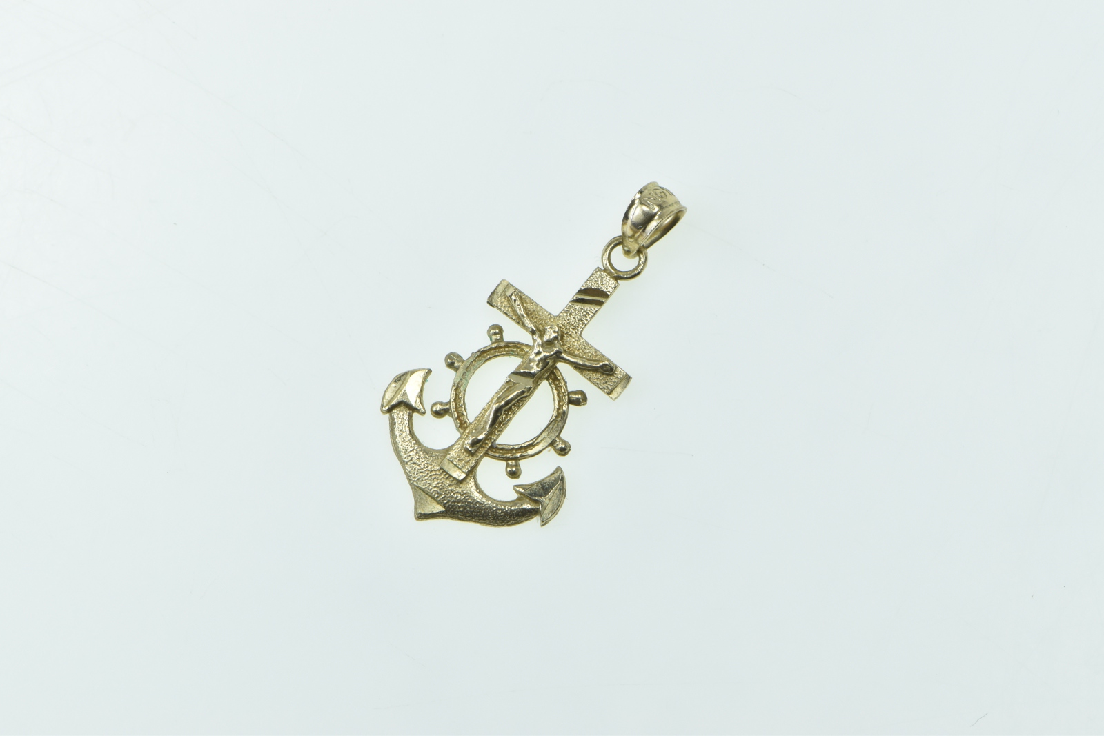 10K Anchor Crucifix Nautical Motif Faith Symbol Hope Yellow Gold Pendant