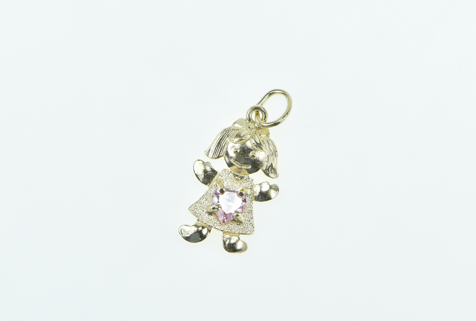 10K Birthstone Baby Girl August Pink CZ Yellow Gold Charm/Pendant