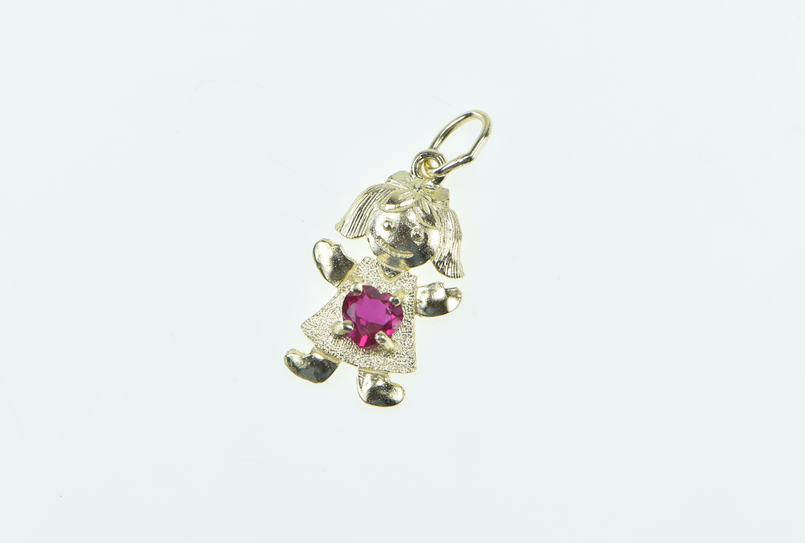 10K Birthstone Baby Girl July Sim. Ruby Daughter Yellow Gold Charm/Pendant