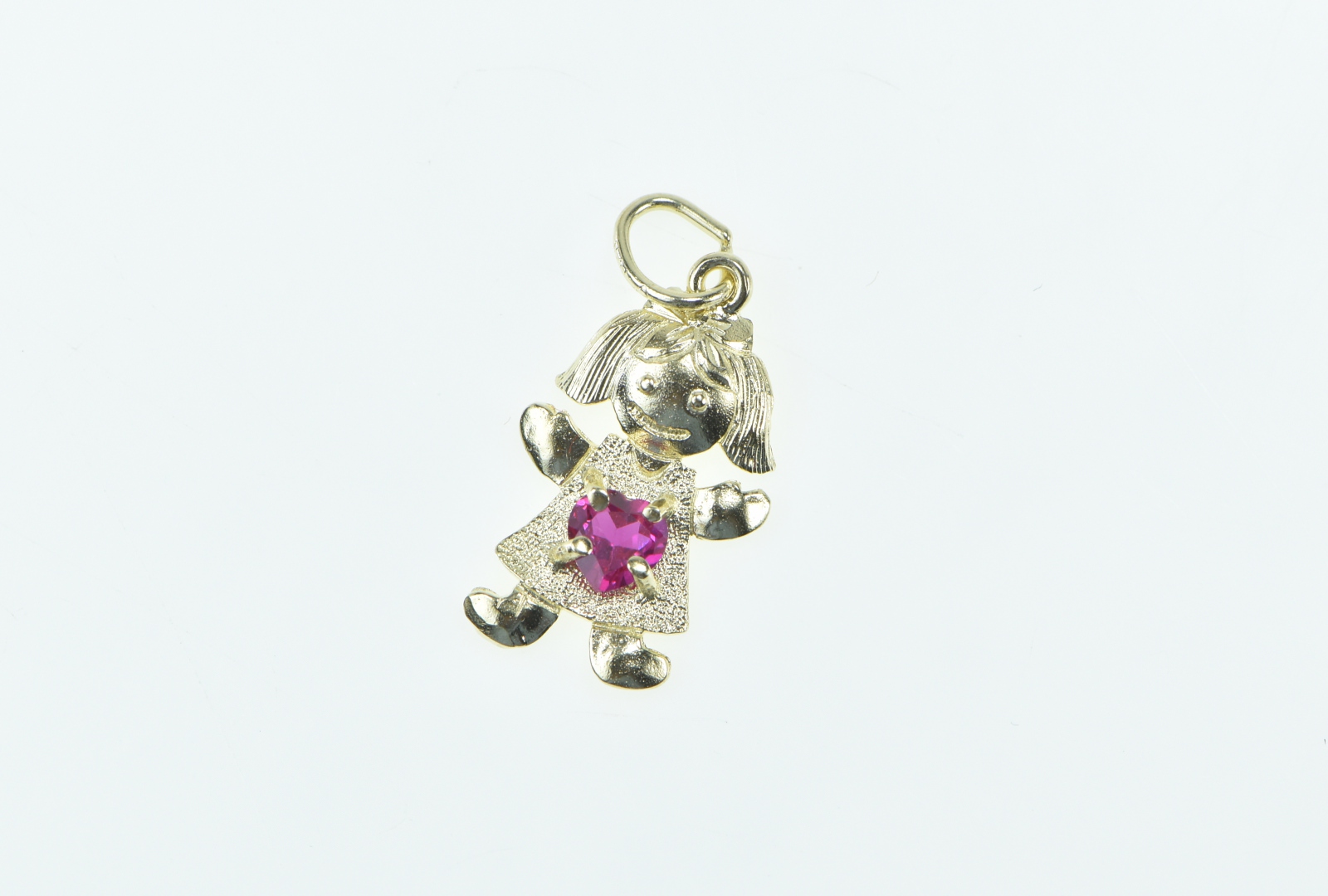 10K Birthstone Baby Girl July Sim. Ruby Daughter Yellow Gold Charm/Pendant