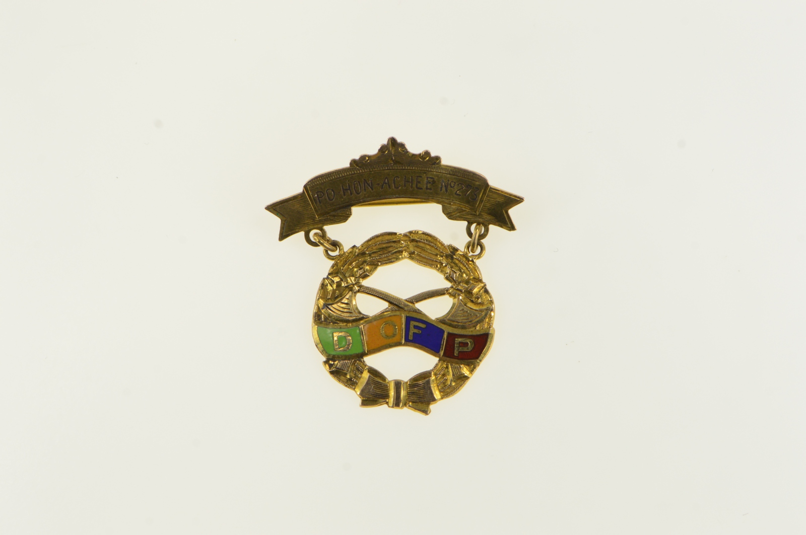 10K Degree of Pocahontas Enamel Victorian Yellow Gold Pin/Brooch
