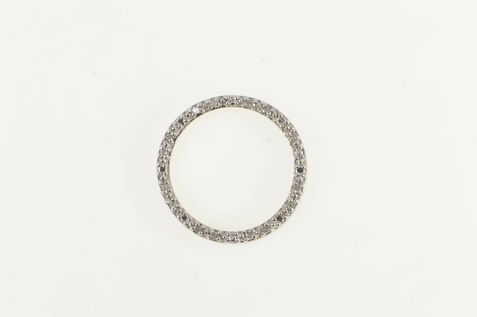 10K Diamond Circle Journey Symbol Vintage White Gold Pendant
