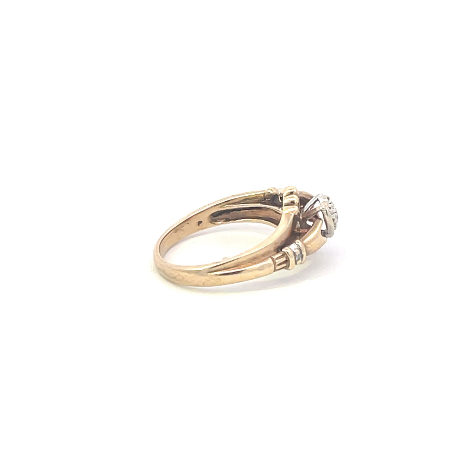 10K Yellow Gold Diamond Solitaire Claddagh Ring - High Polish Finish, Size 4.5, Irish Symbolism Ring - View #4