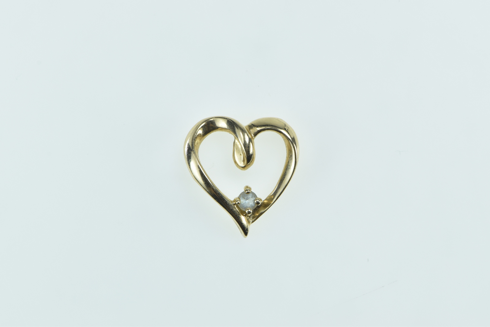 10K Diamond Heart Curvy Love Symbol Yellow Gold Pendant