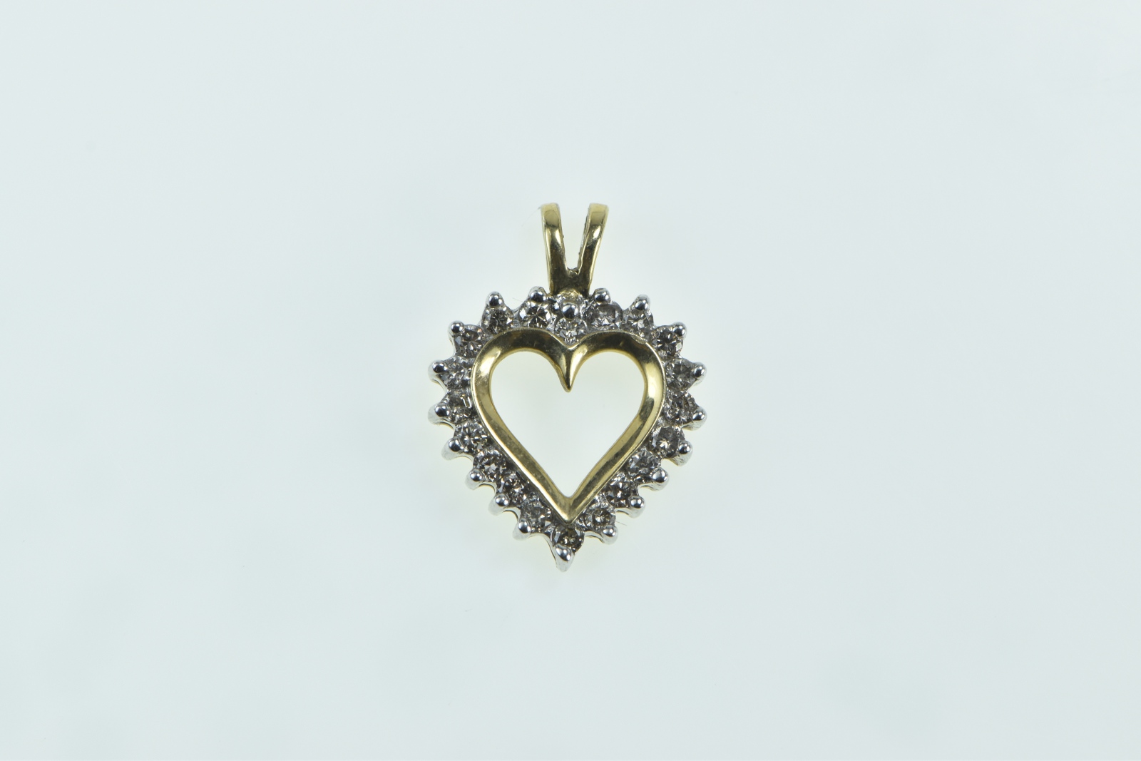 10K Diamond Heart Love Symbol Romantic Yellow Gold Pendant