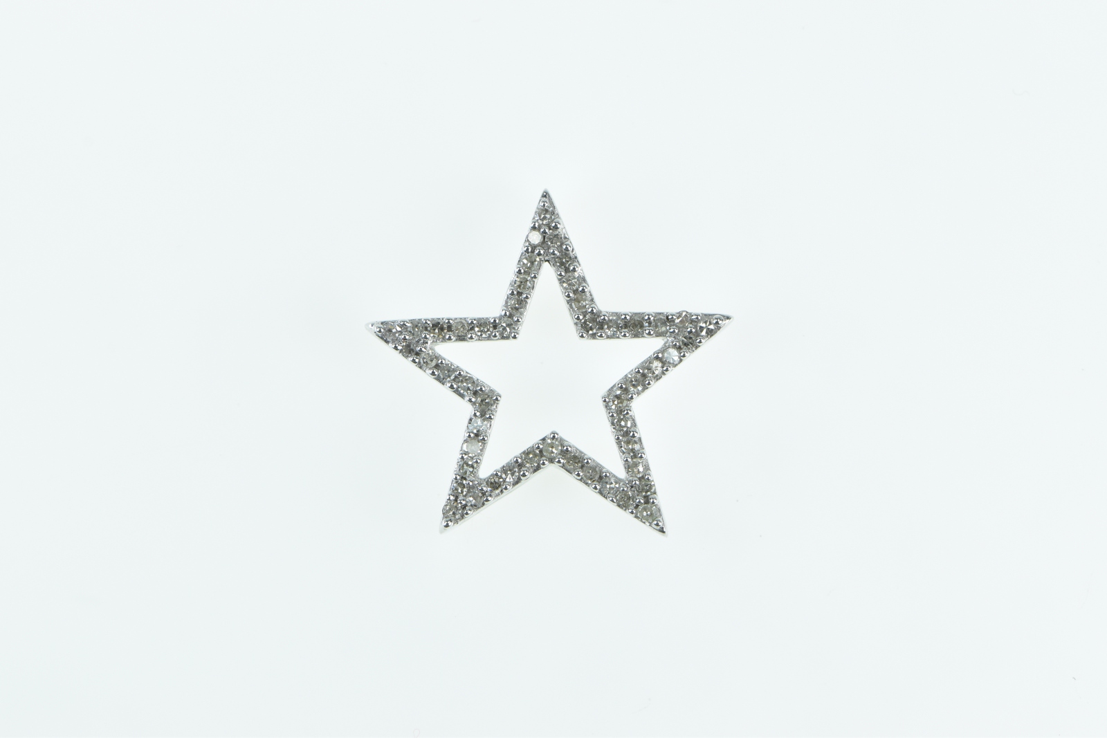 10K Five Pointed Star Diamond Statement White Gold Pendant