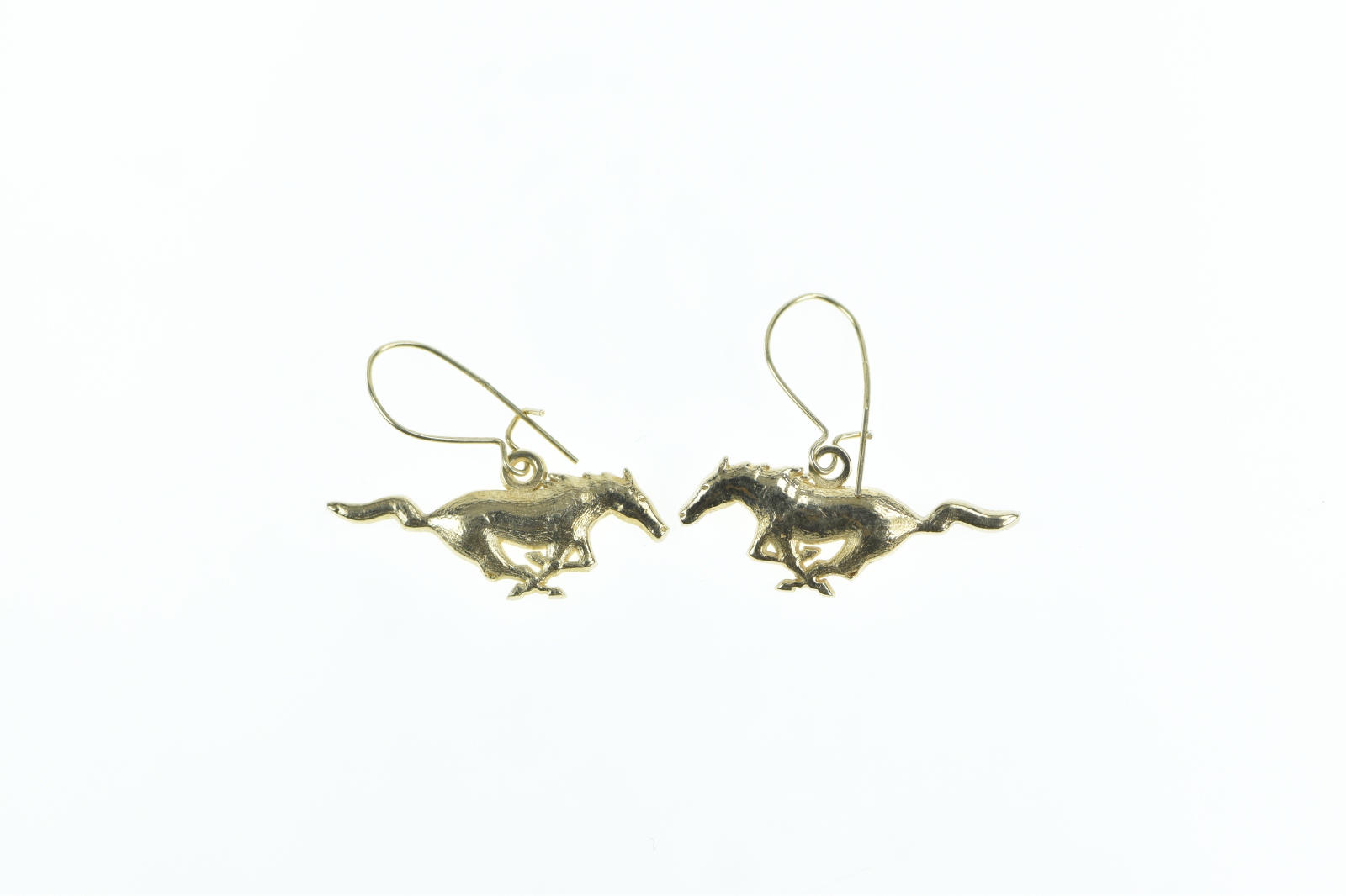 10K Ford Mustang Symbol Horse Sports Car Yellow Gold Earrings