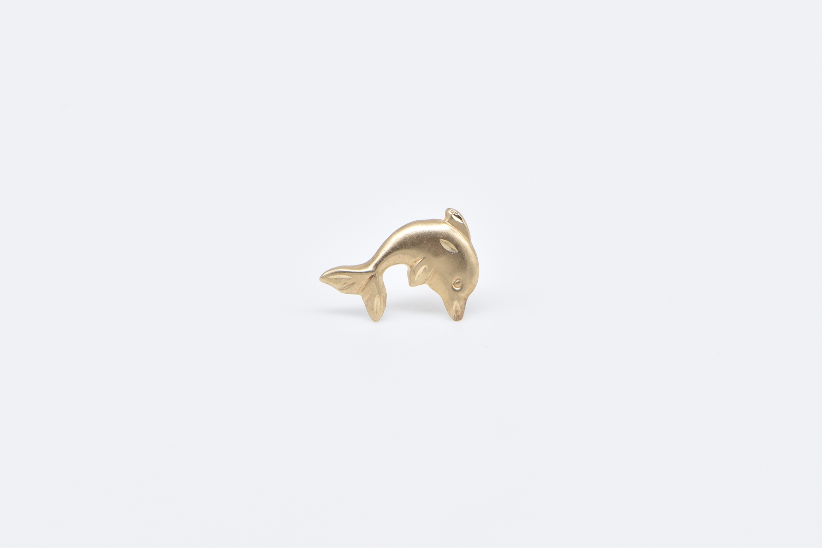 10K Jumping Dolphin Ocean Motif Single Stud Yellow Gold Earring