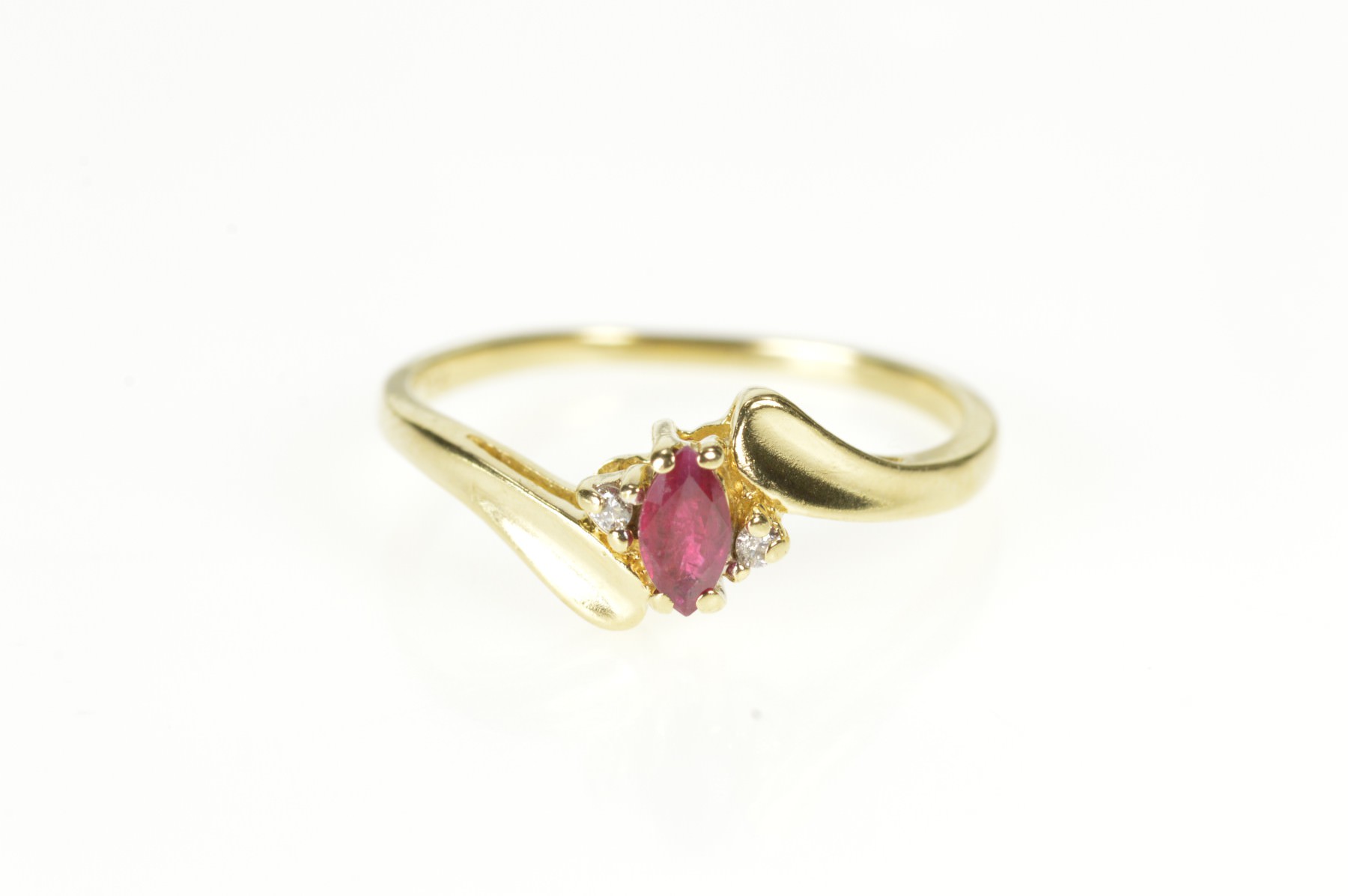 10K Marquise Ruby Diamond Accent Bypass Yellow Gold Ring, Size 5.25 ...