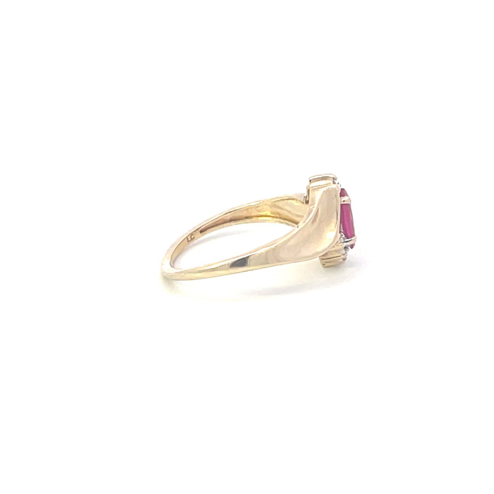 10K Marquise Ruby Diamond Accent Bypass Yellow Gold Ring, Size 6.5 ...