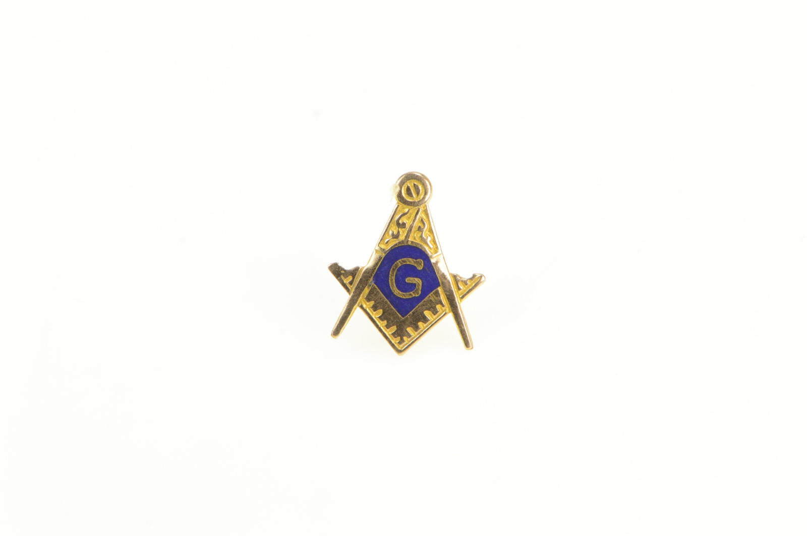 10K Masonic Compass Square Enamel G Lapel Yellow Gold Pin/Brooch ...