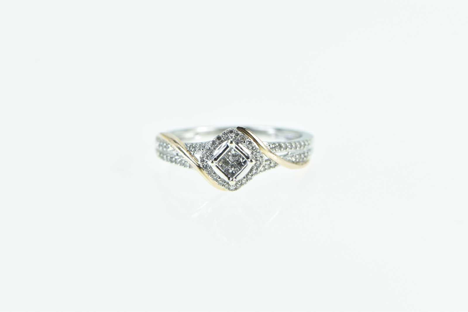 10K Princess Diamond Halo Promise Engagement White Gold Ring, Size 7