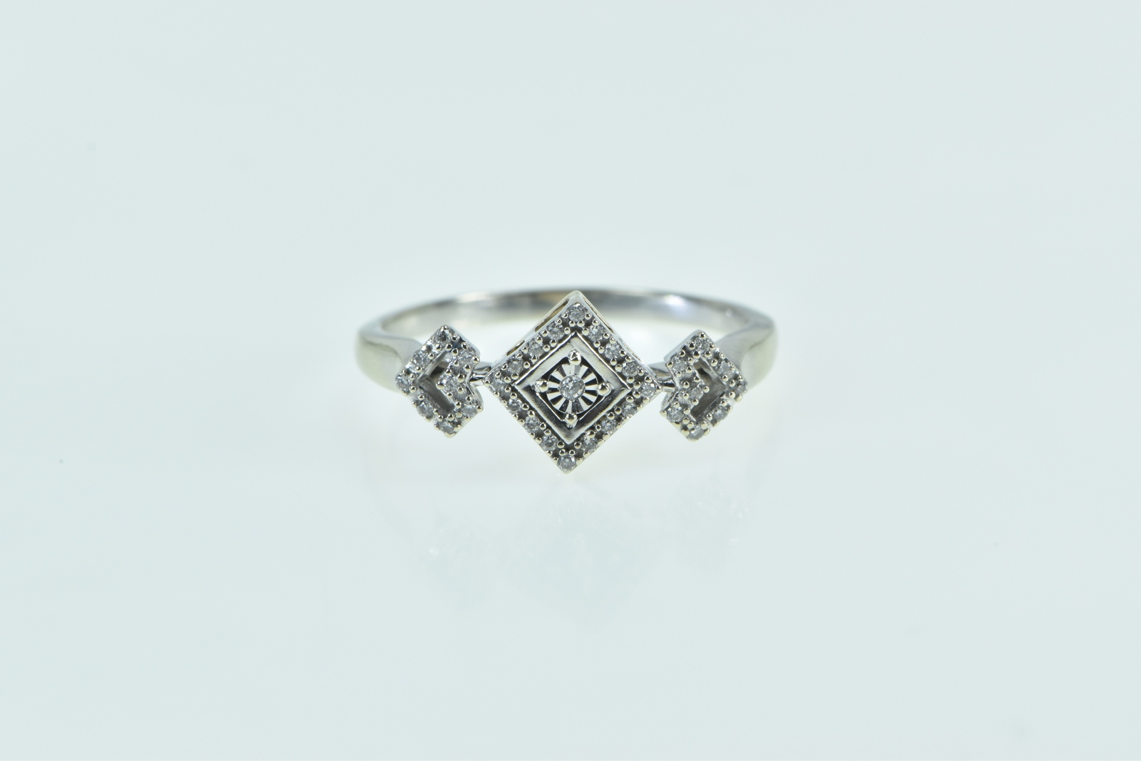 10K Reversible Diamond Square Engagement Yellow Gold Ring, Size 9.75