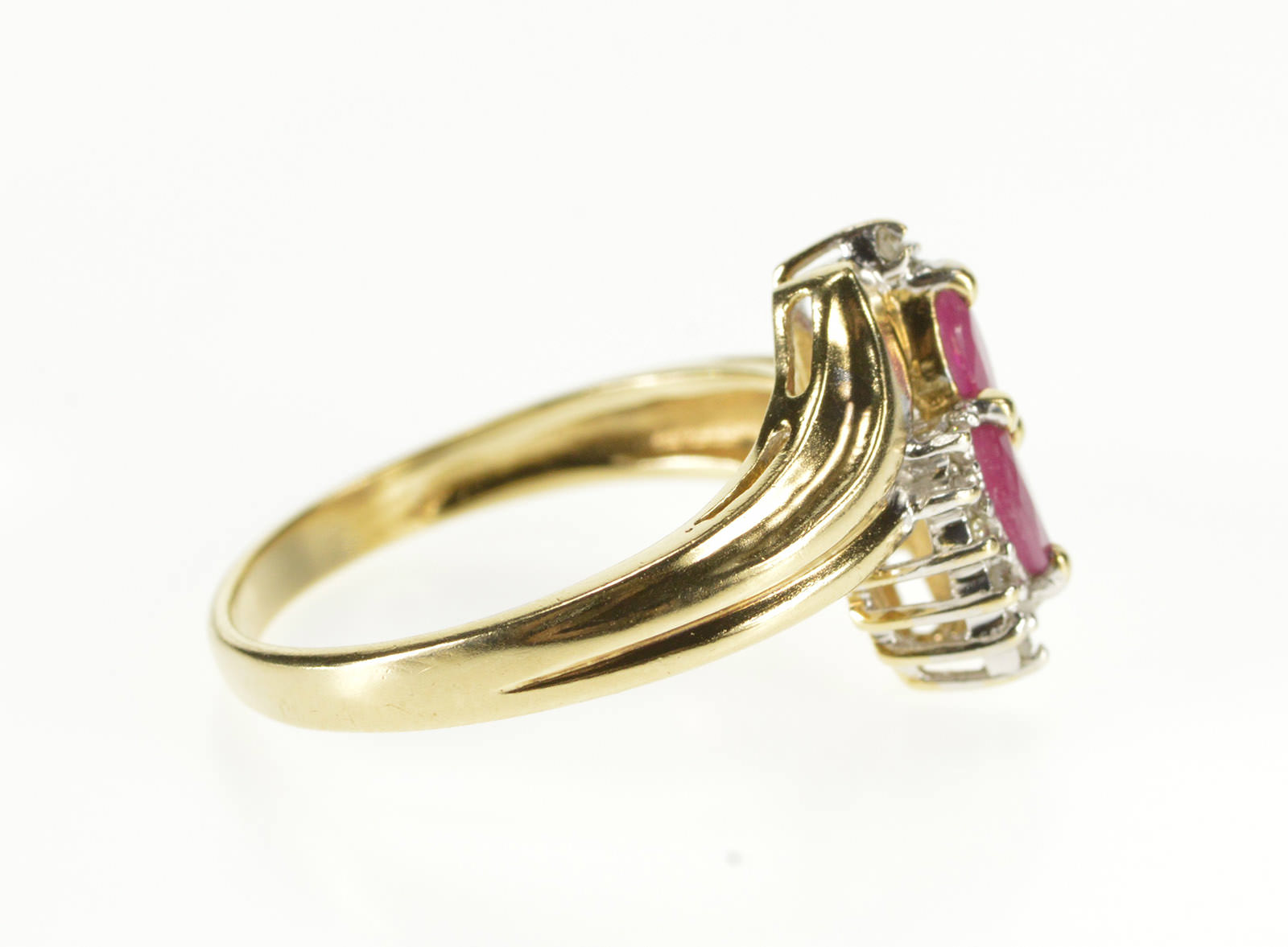 10K Ruby Marquise Diamond Semi Halo Freeform Yellow Gold Ring, Size 6 ...