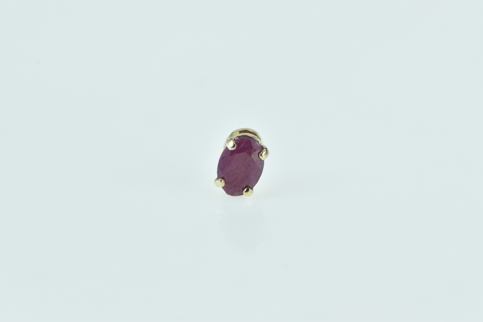 10K Single Ruby Solitaire Vintage Oval Stud Yellow Gold Earring
