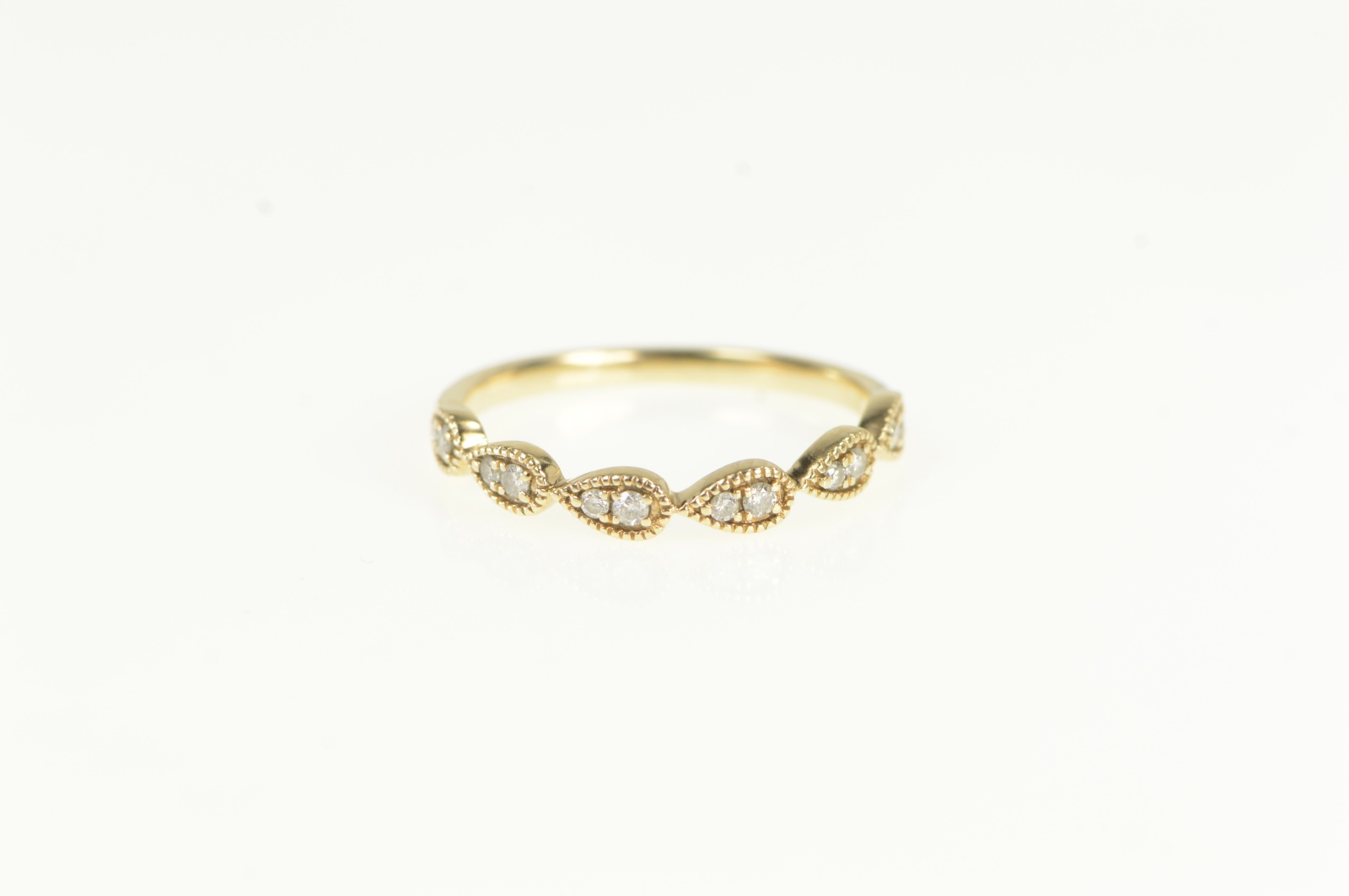 10K Tear Drop Diamond Wedding Band Yellow Gold Ring, Size 6.75 ...
