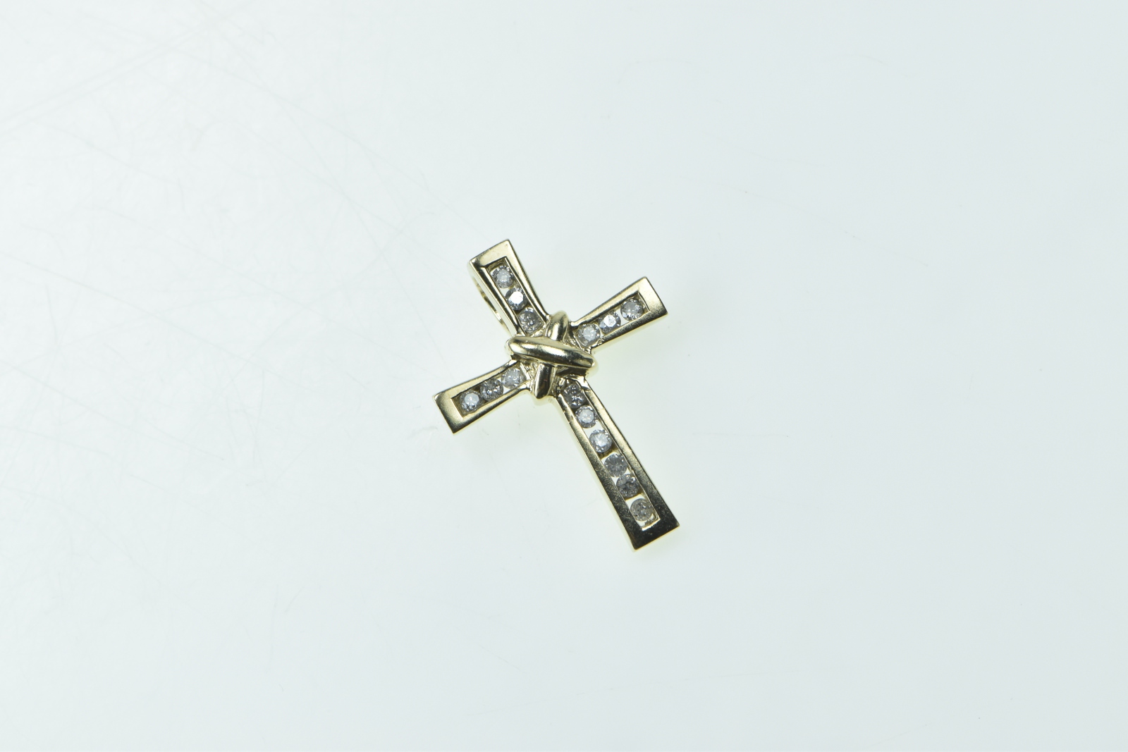 10K Vintage Diamond Cross Christian Faith Yellow Gold Pendant