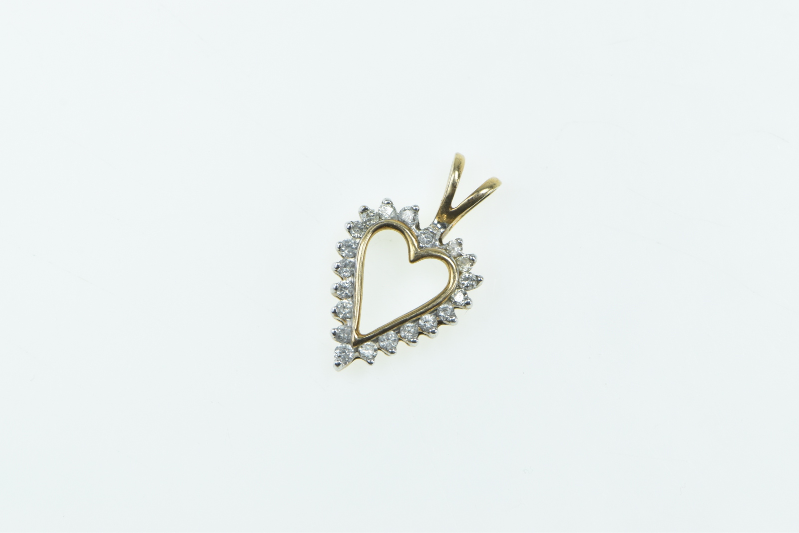 10K Vintage Diamond Heart Love Romantic Yellow Gold Pendant