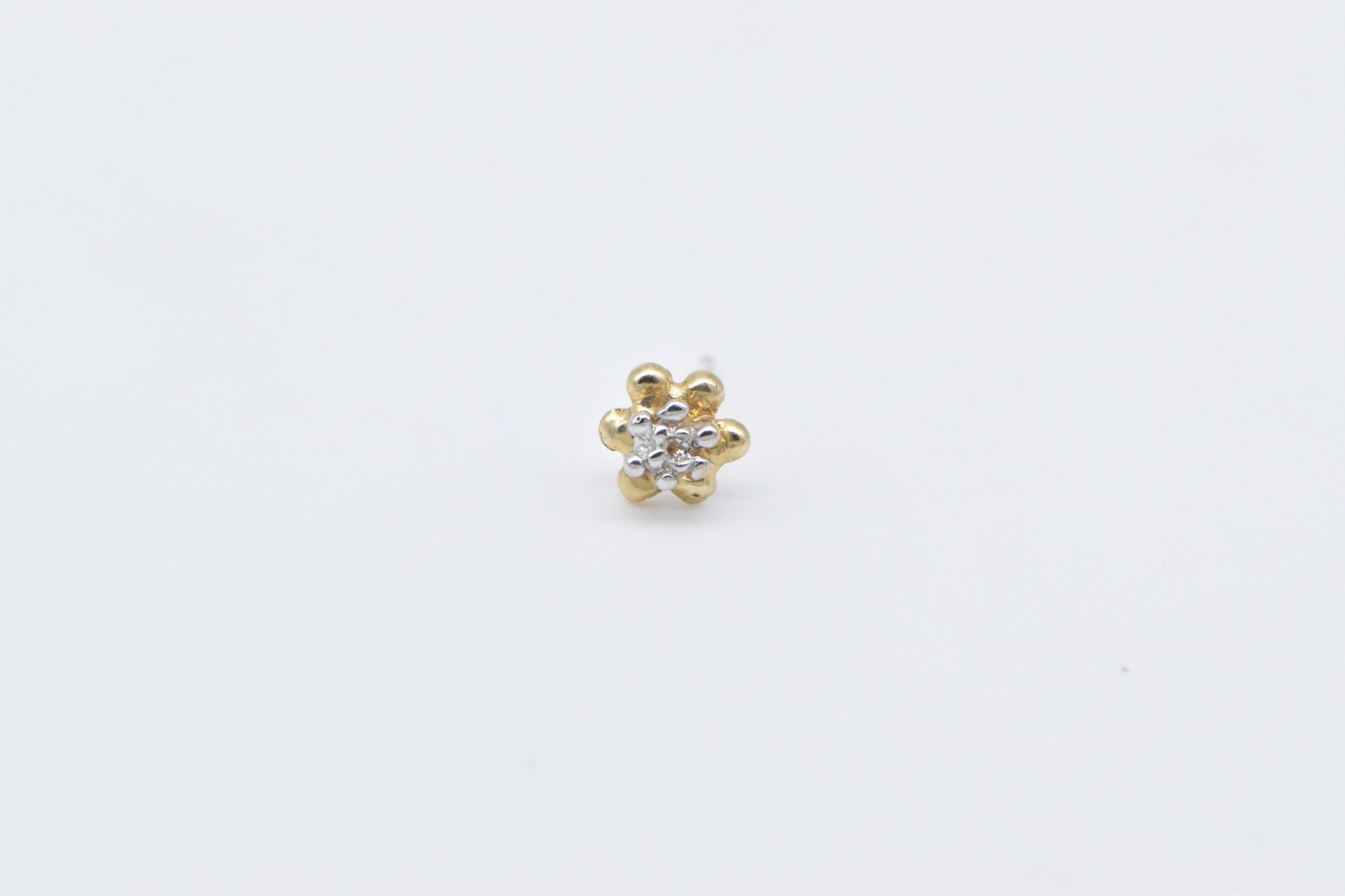 10K Vintage Diamond Solitaire Single Stud Yellow Gold Earring
