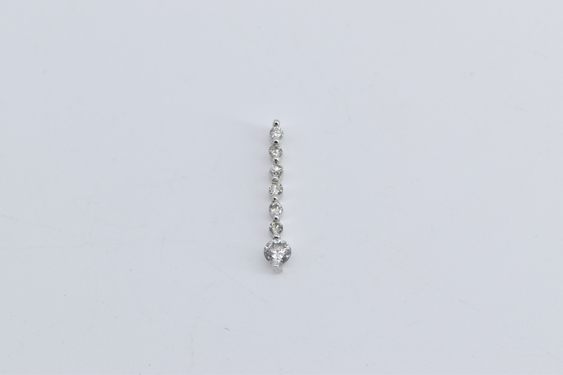 10K Vintage Natural Diamond Drop Journey White Gold Pendant