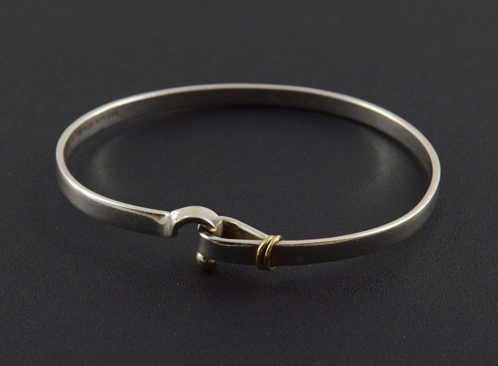 thumbnail image 2 of Old English Jewellers Solid 925 Sterling Silver Heavy Hook Bangle - Mens / Ladies 2 of 6