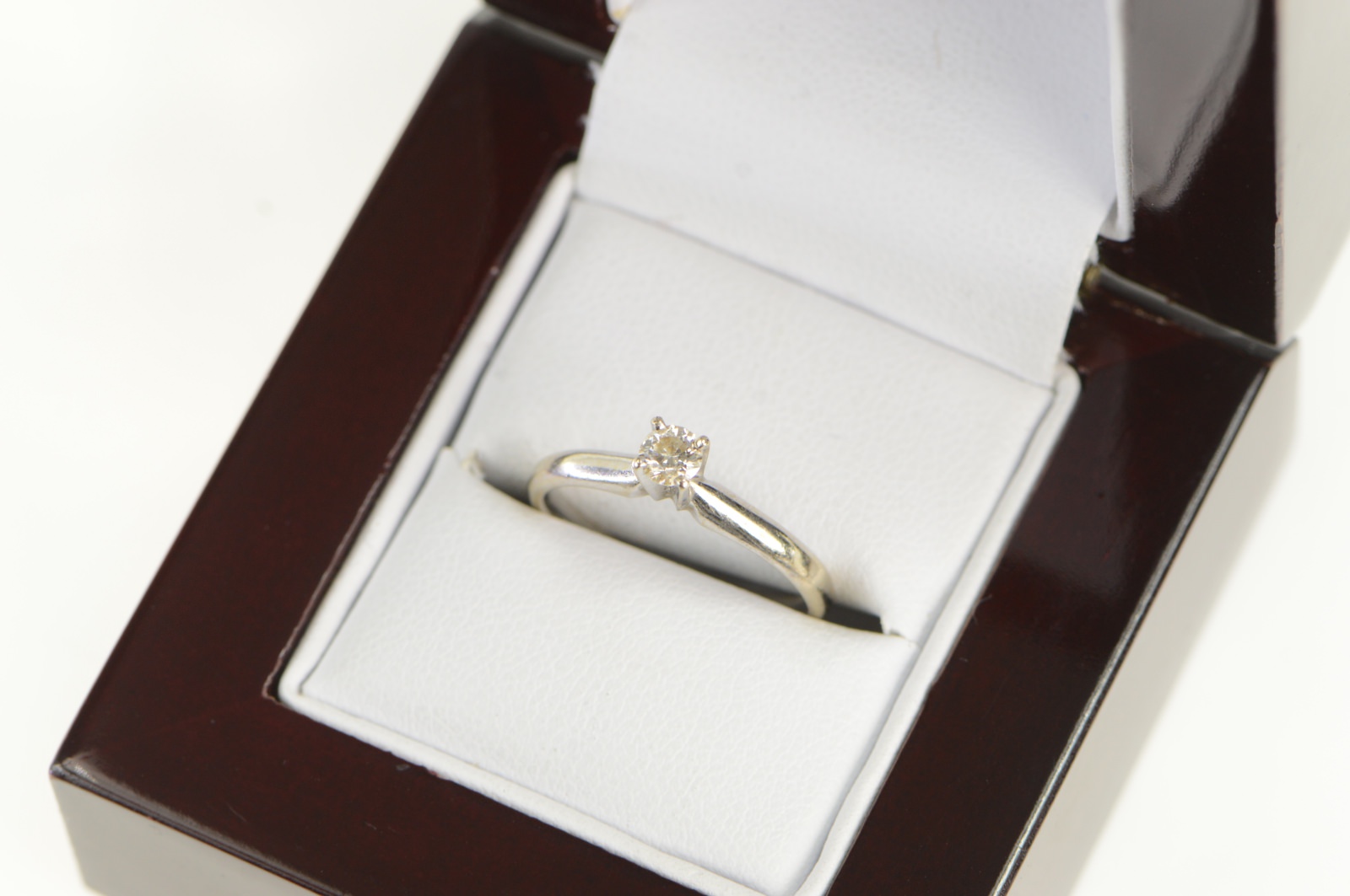 14K 0.16 Ct Diamond Solitaire Engagement White Gold Ring, Size 5.5