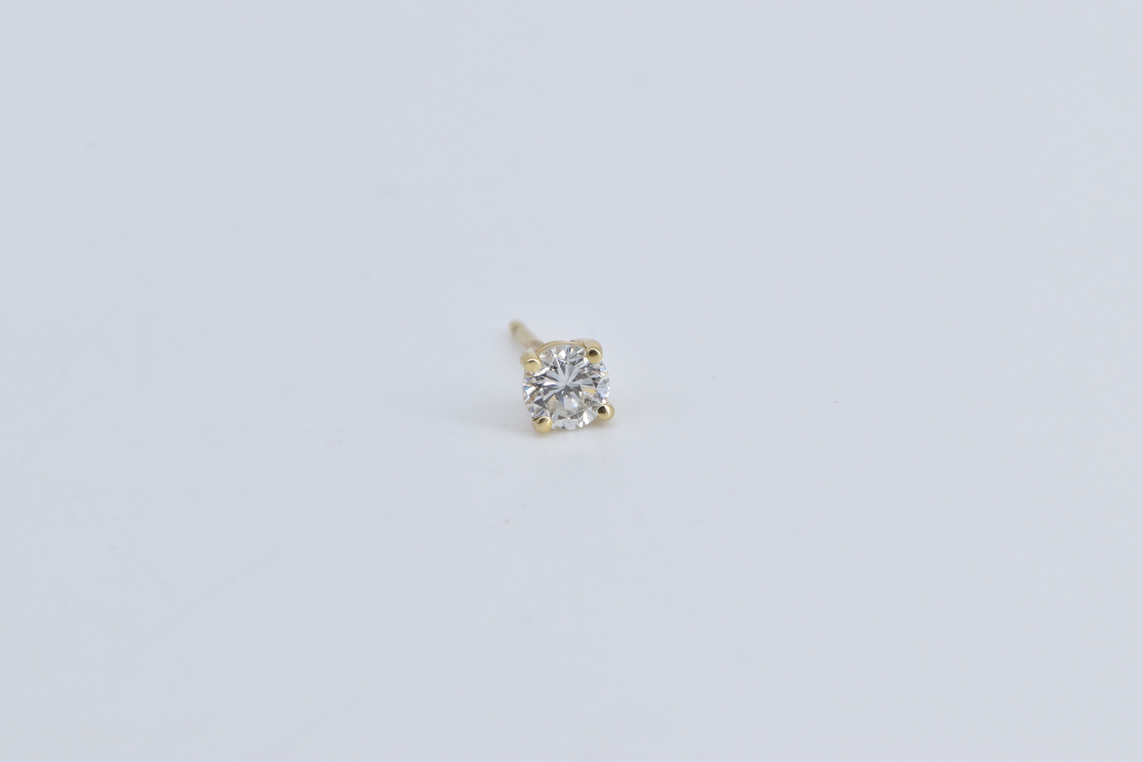 14K 0.22 Ct Natural Diamond Solitaire Single Stud Yellow Gold Earring