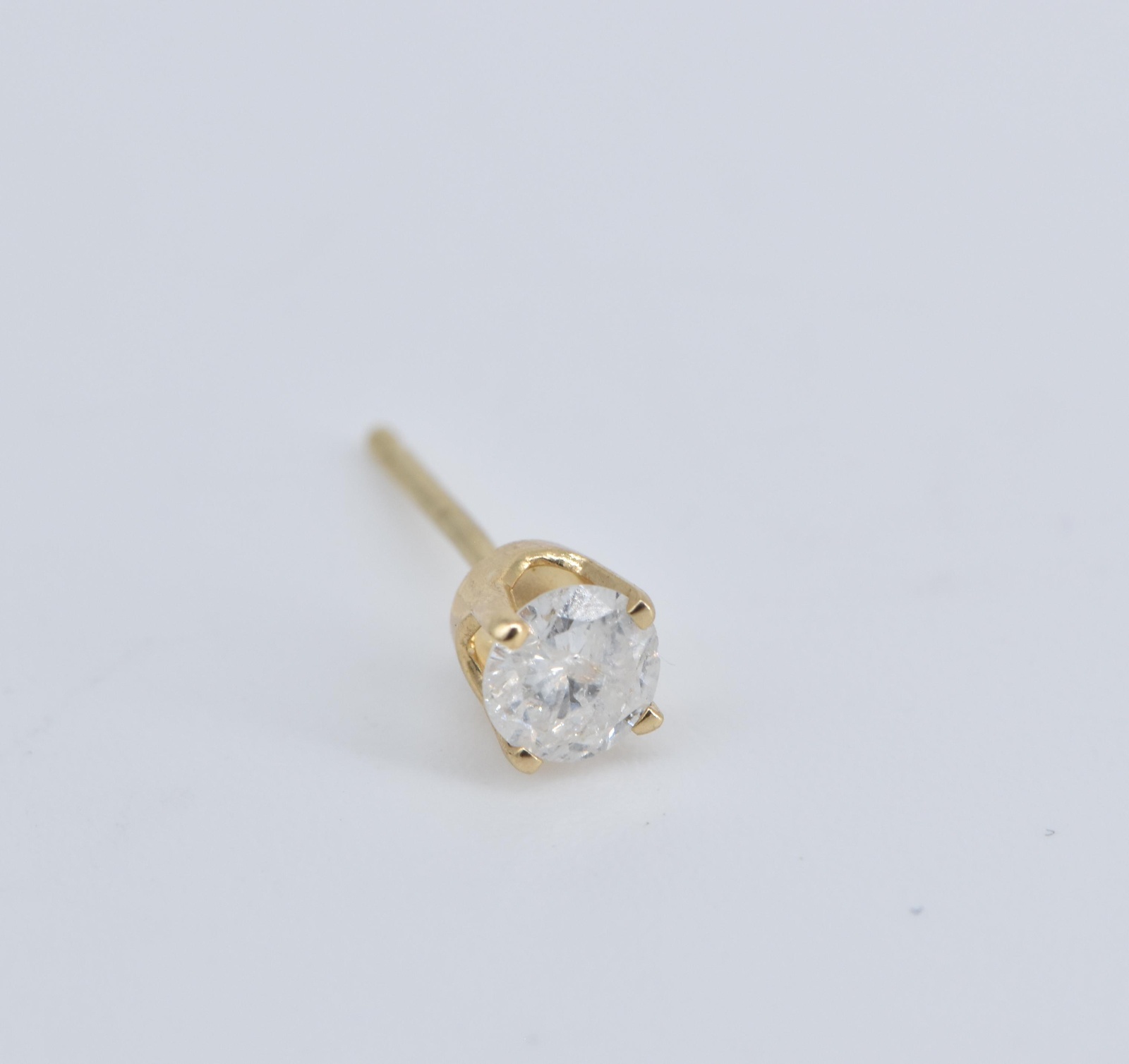 14K 0.25 Ct Natural Diamond Solitaire Stud Yellow Gold Earring