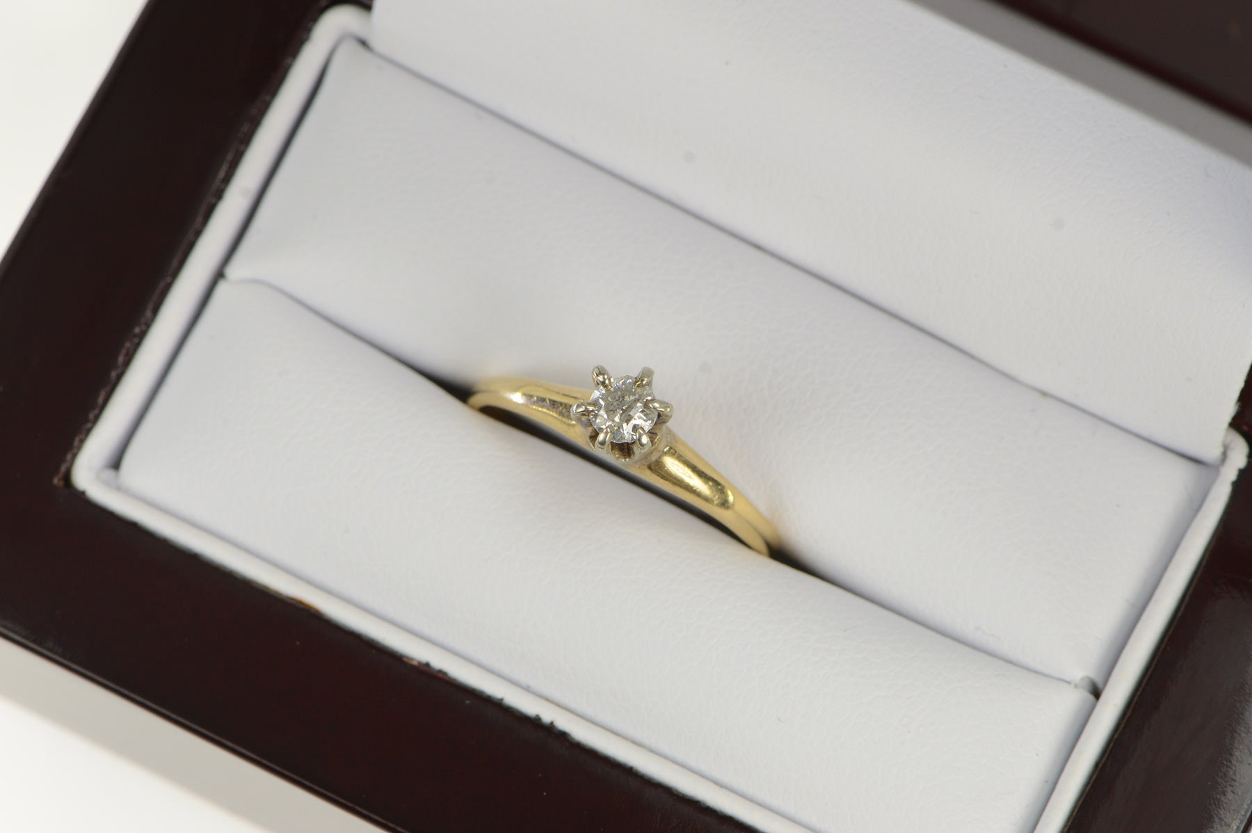 14K 0.25 Ct Old Mine Cut Diamond Engagement Yellow Gold Ring, Size 8