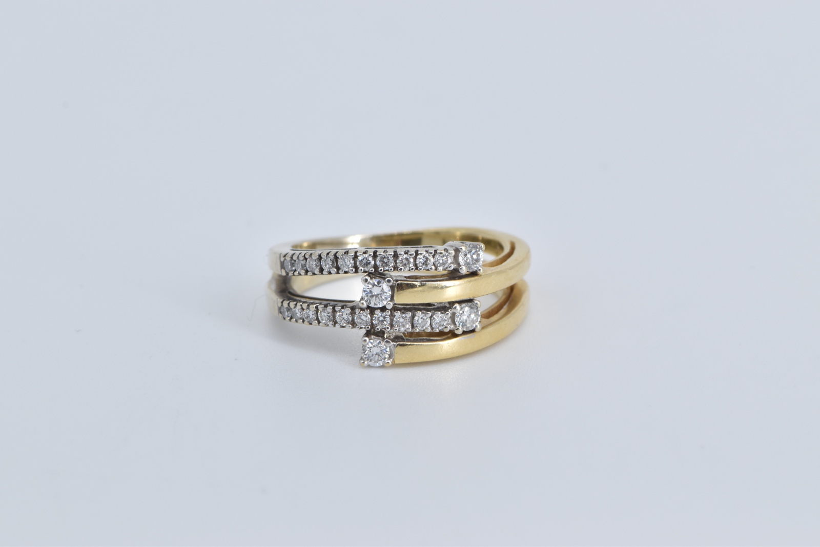 14K 0.25 Ctw Natural Diamond Wrap Layered Band Yellow Gold Ring, Size 5.75