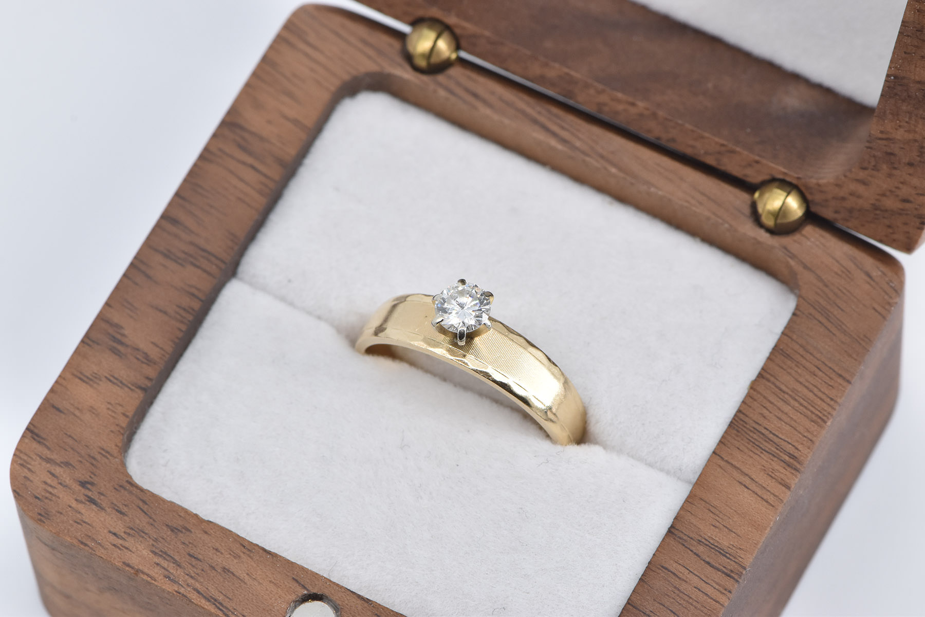 14K 0.26 Ct Natural Diamond Vintage Engagement Yellow Gold Ring, Size 6