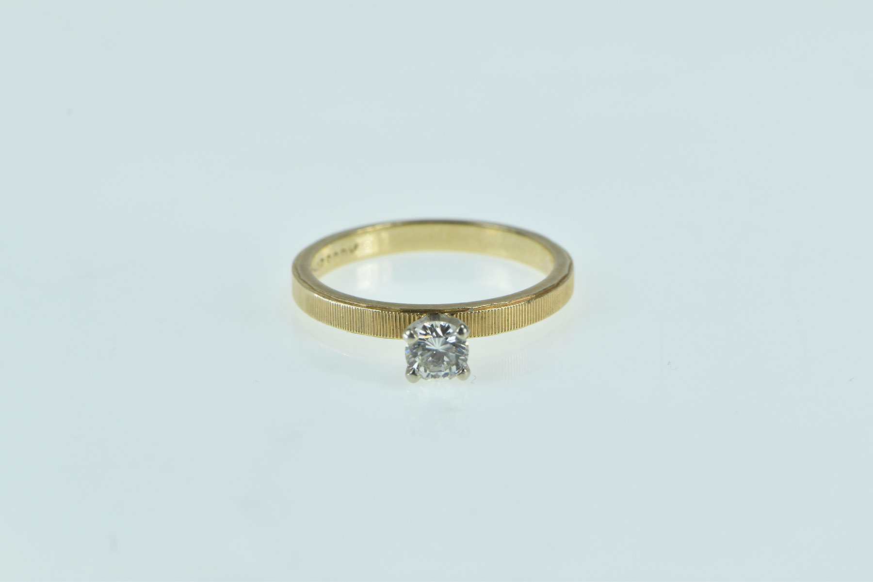 14K 0.27 Ct Diamond Solitaire Classic Engagement Yellow Gold Ring, Size 6