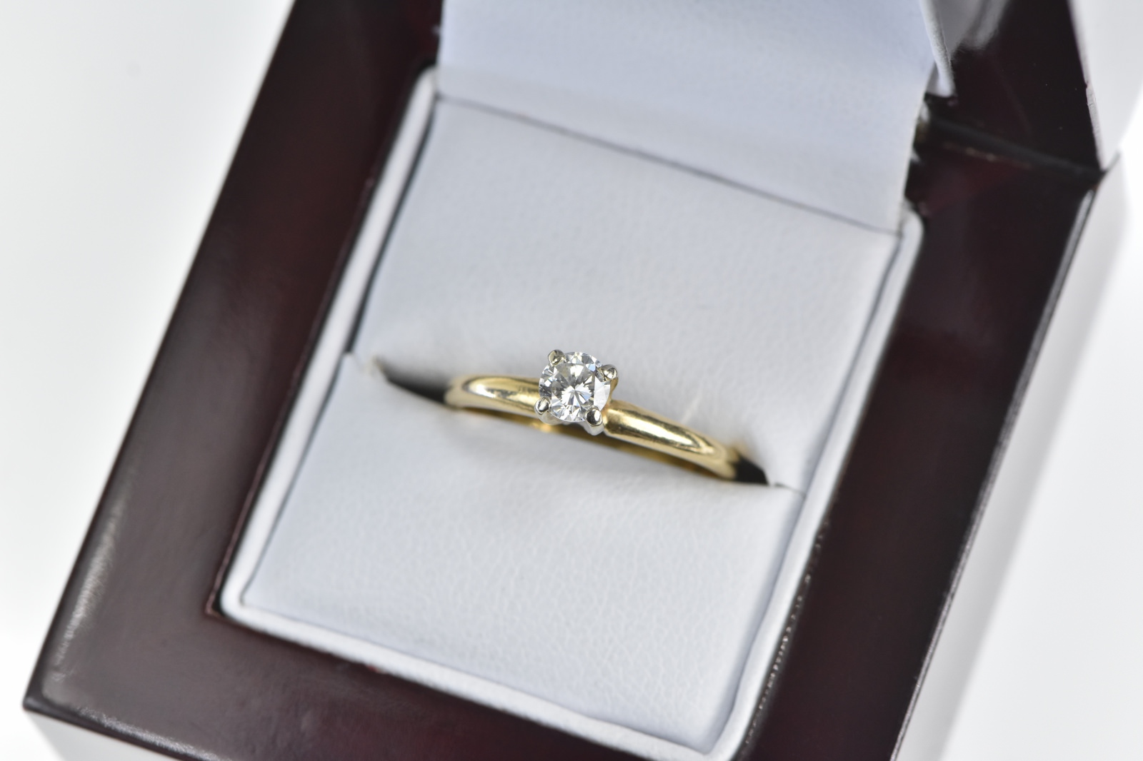 14K 0.28 Ct Diamond Solitaire Engagement Yellow Gold Ring, Size 6