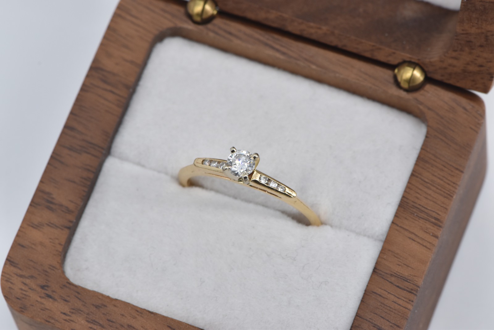 14K 0.28 Ctw Diamond Classic Engagement Yellow Gold Ring, Size 7.75