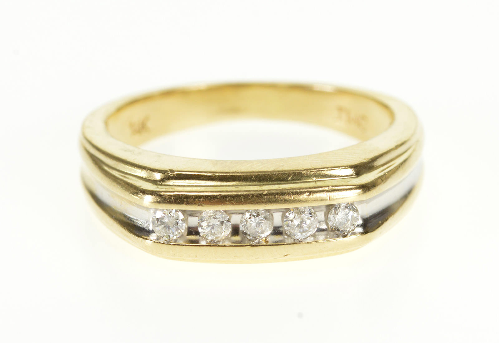 14k 0 30 Ctw Channel Inset Diamond Wedding Band Yellow Gold Ring Image 1 Of 4 Free Shipping 14k 0 30 Ctw Channel Inset Diamond Wedding Band Yellow Gold