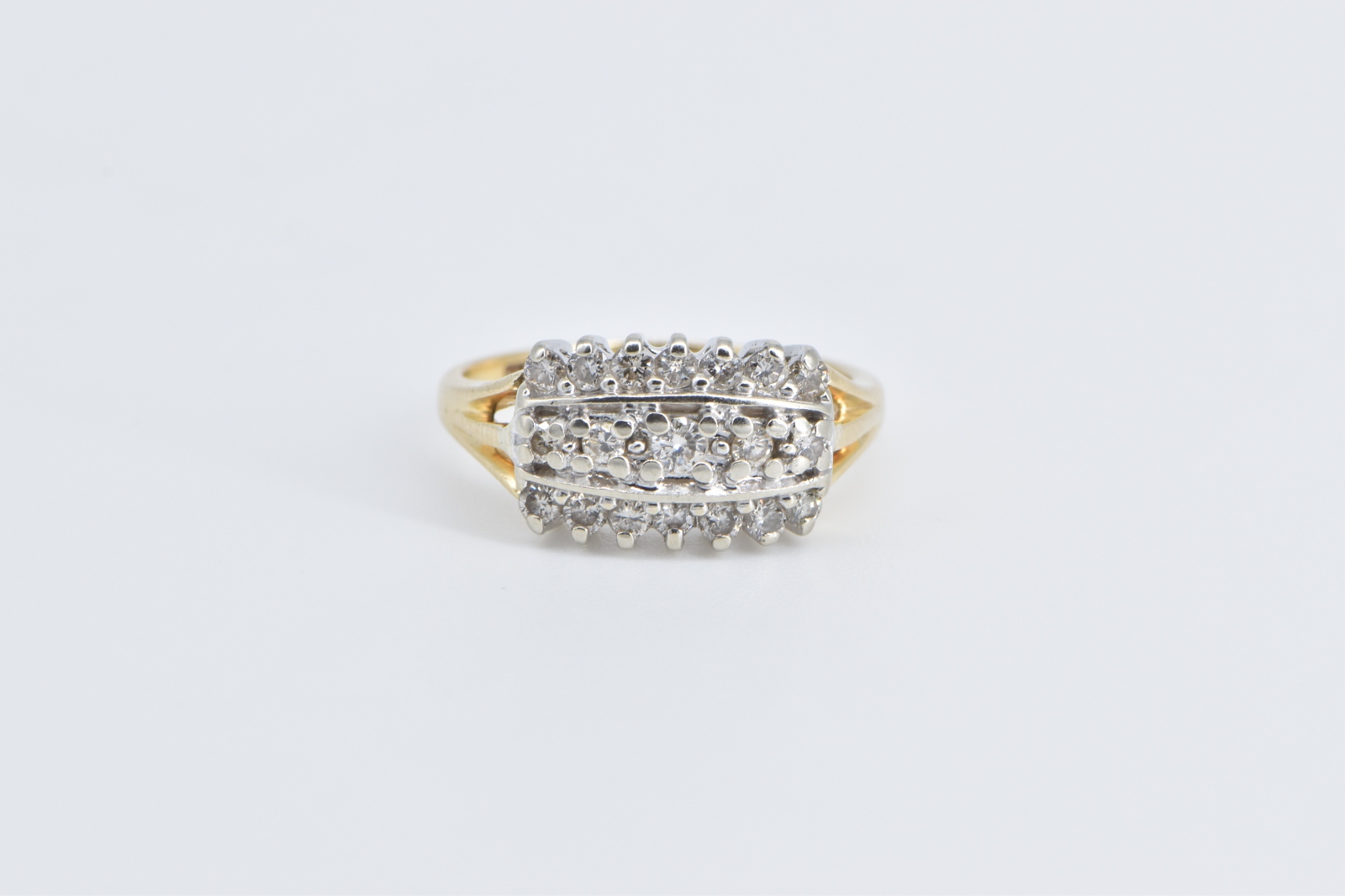 14K 0.30 Ctw Diamond Vintage Cluster Band Yellow Gold Ring, Size 5.5